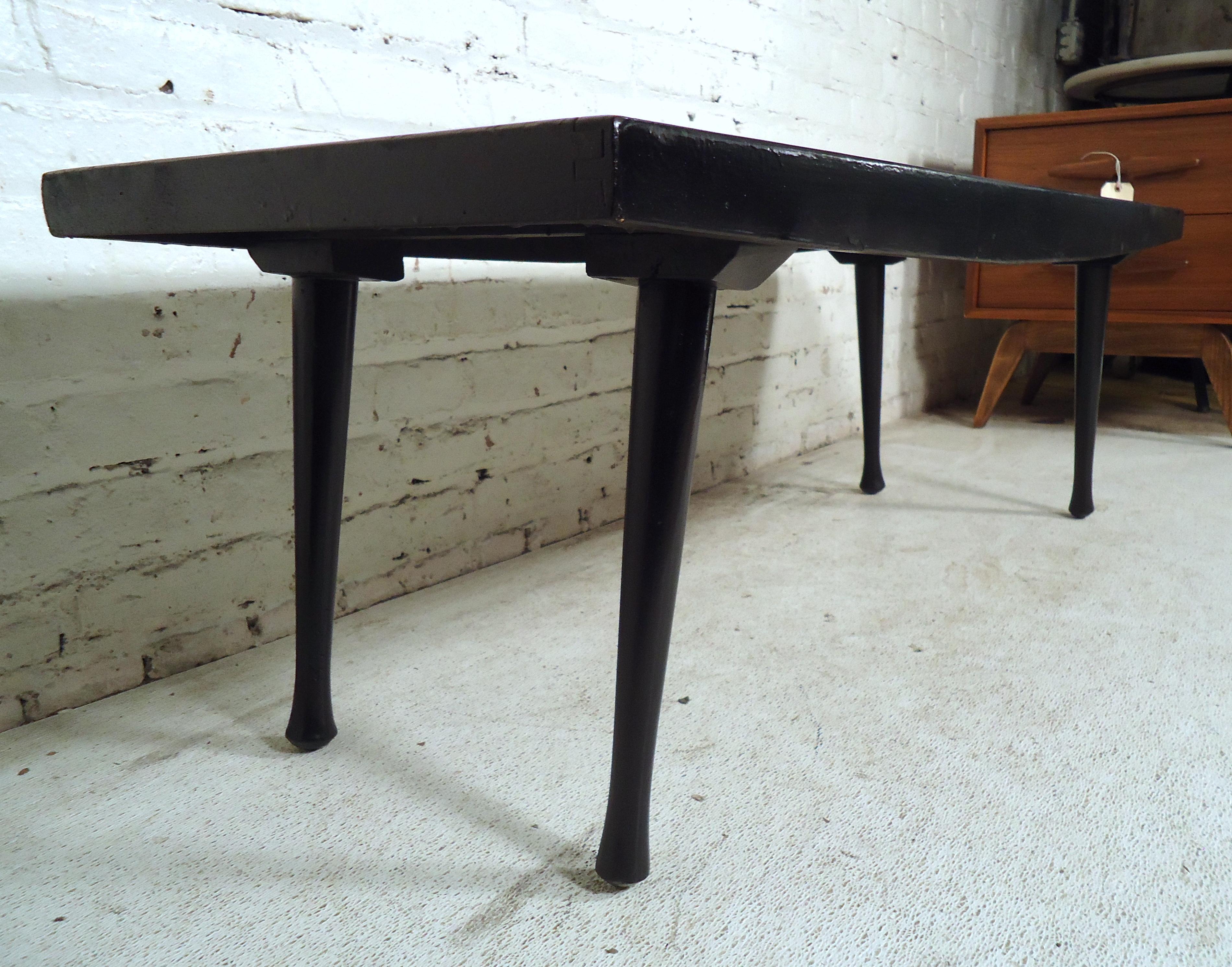 Vintage Modern Black Lacquered Bench In Good Condition For Sale In Brooklyn, NY