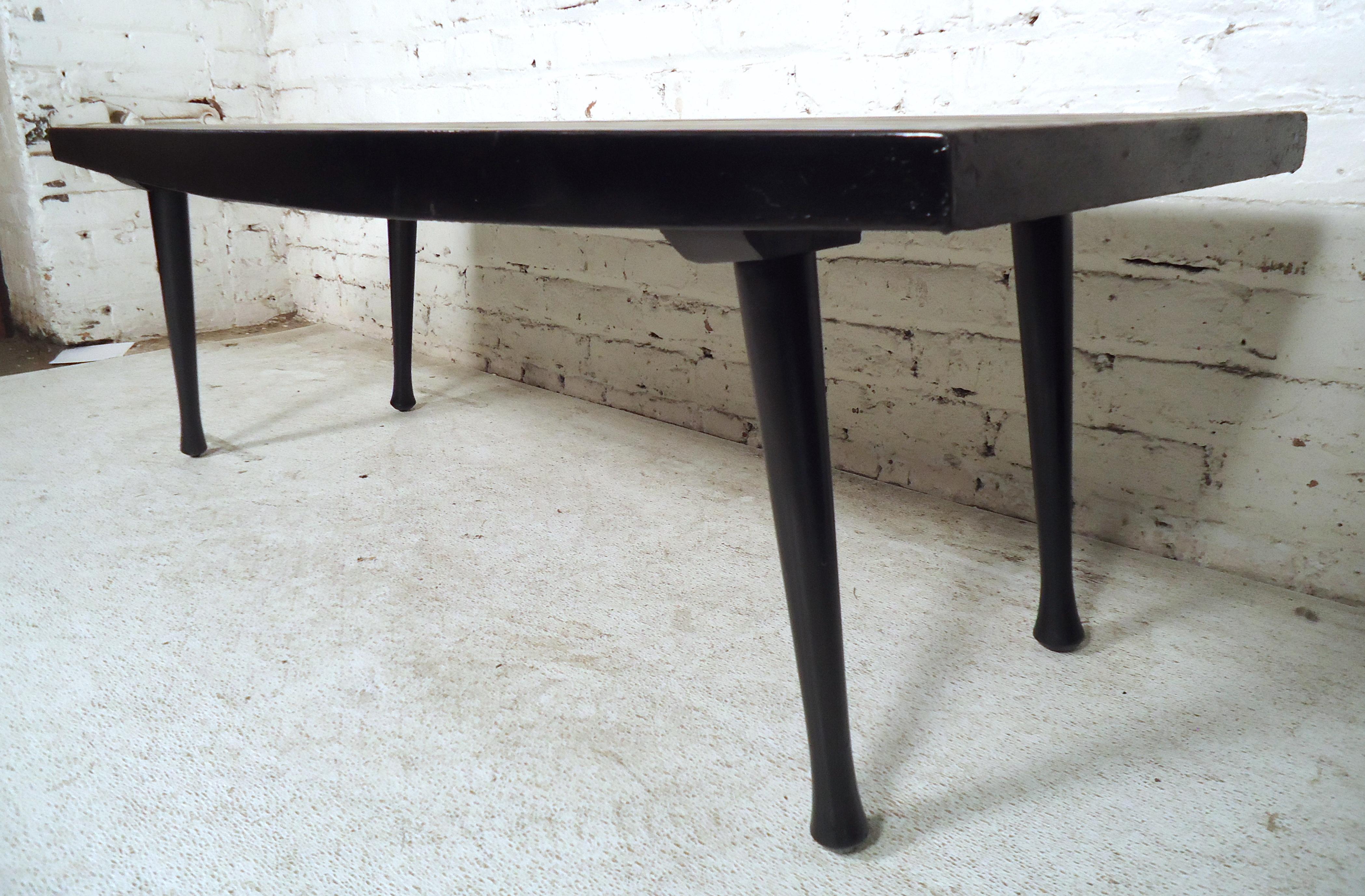 Mid-20th Century Vintage Modern Black Lacquered Bench For Sale