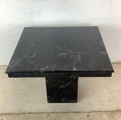 Vintage Modern Black Marble Square Coffee Table