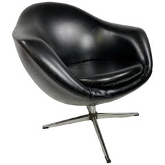 Chaise Overman Swivel Pod noire vintage et moderne