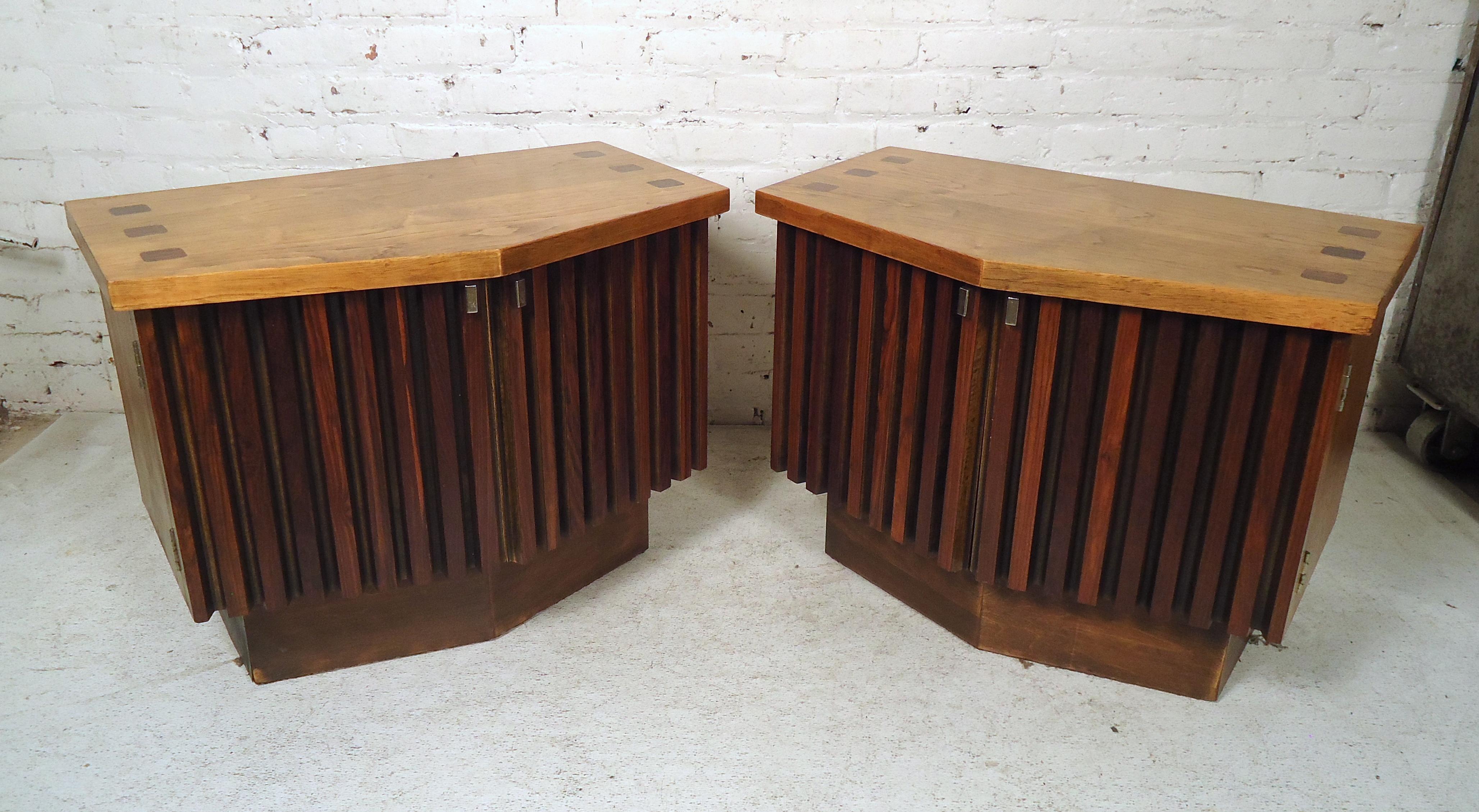 Vintage Modern Bowed Front Nightstands 4