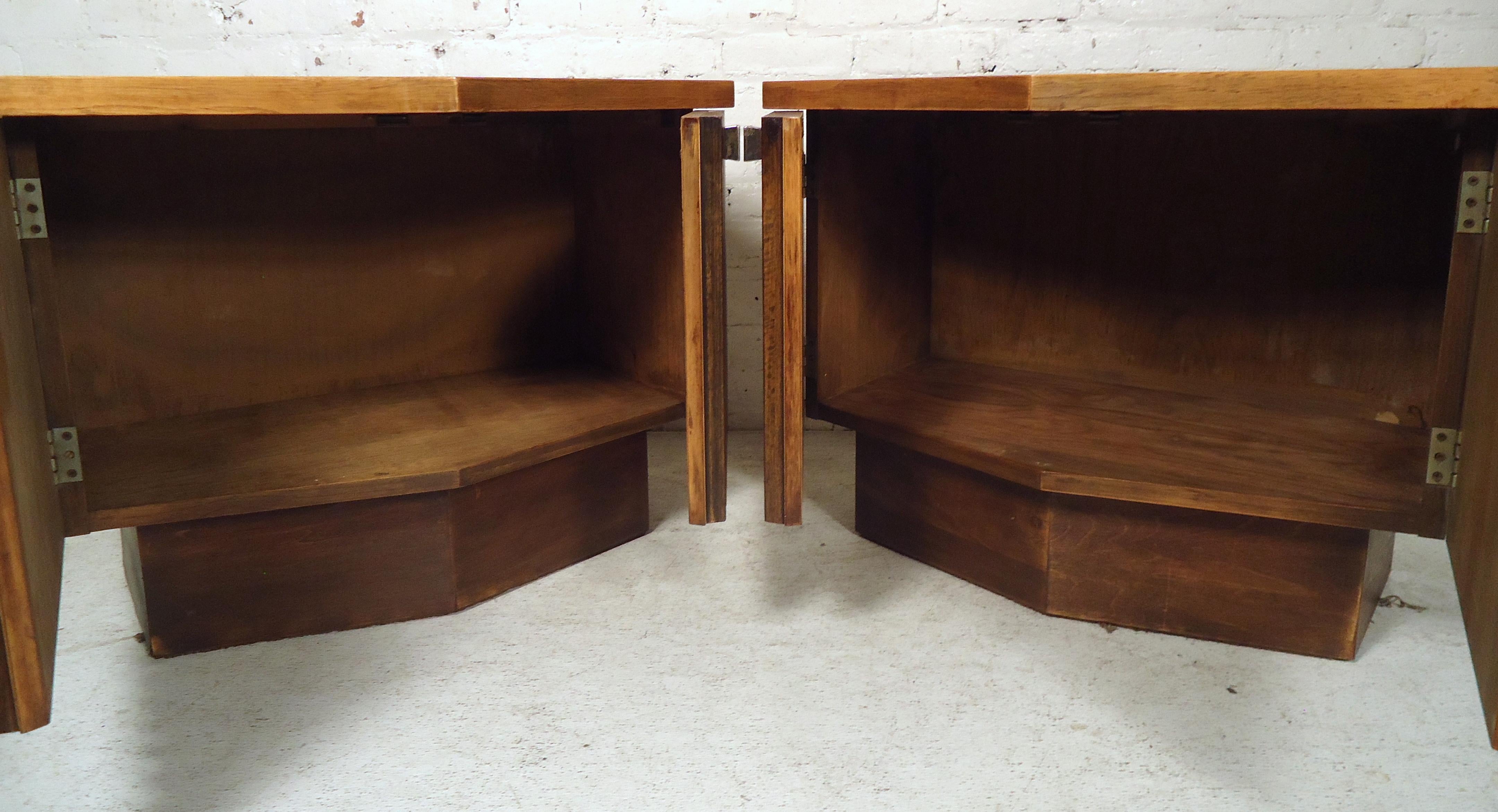 Mid-20th Century Vintage Modern Bowed Front Nightstands