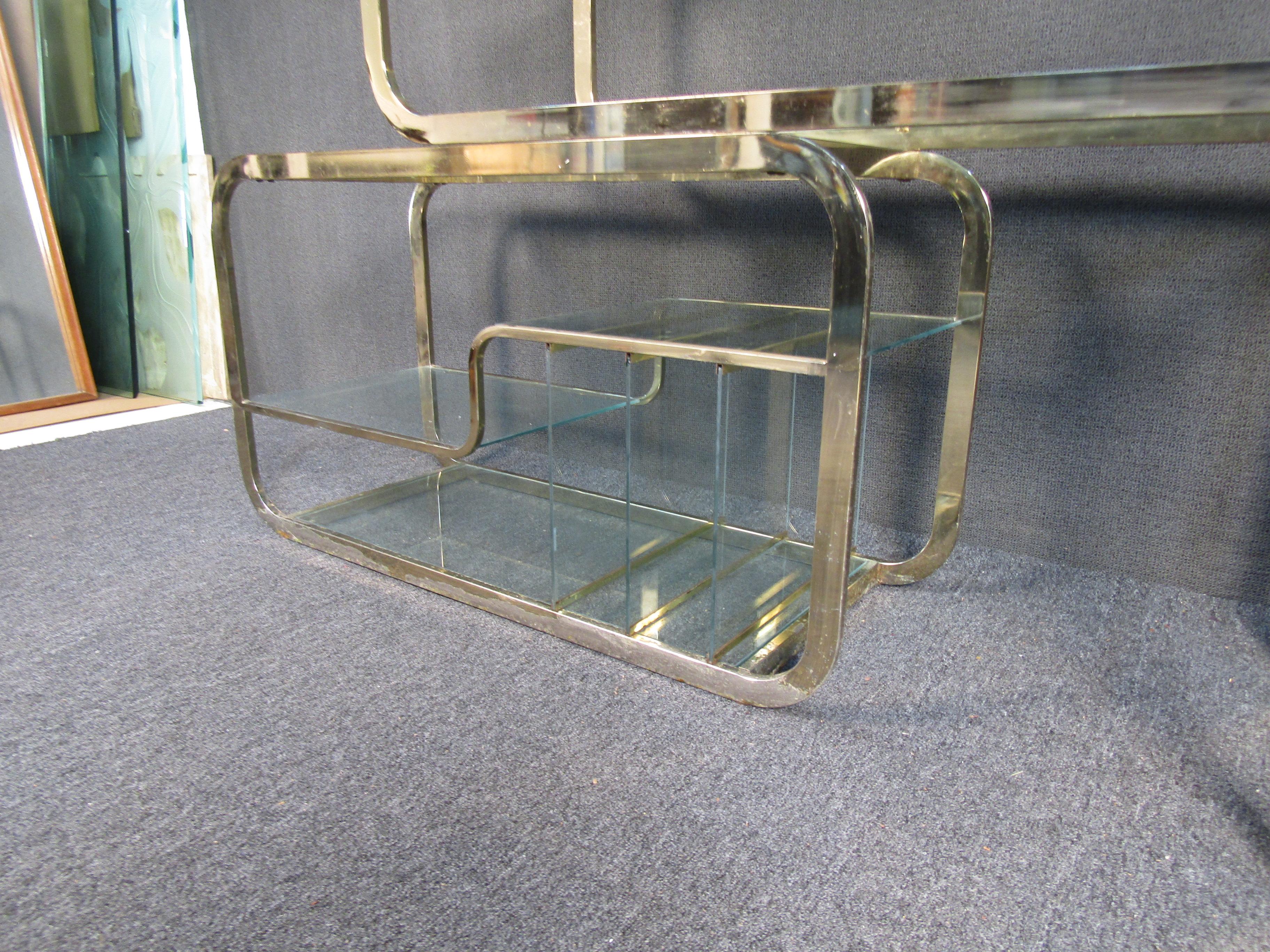 Mid-Century Modern Vintage Modern Brass and Glass Etagere by DIA