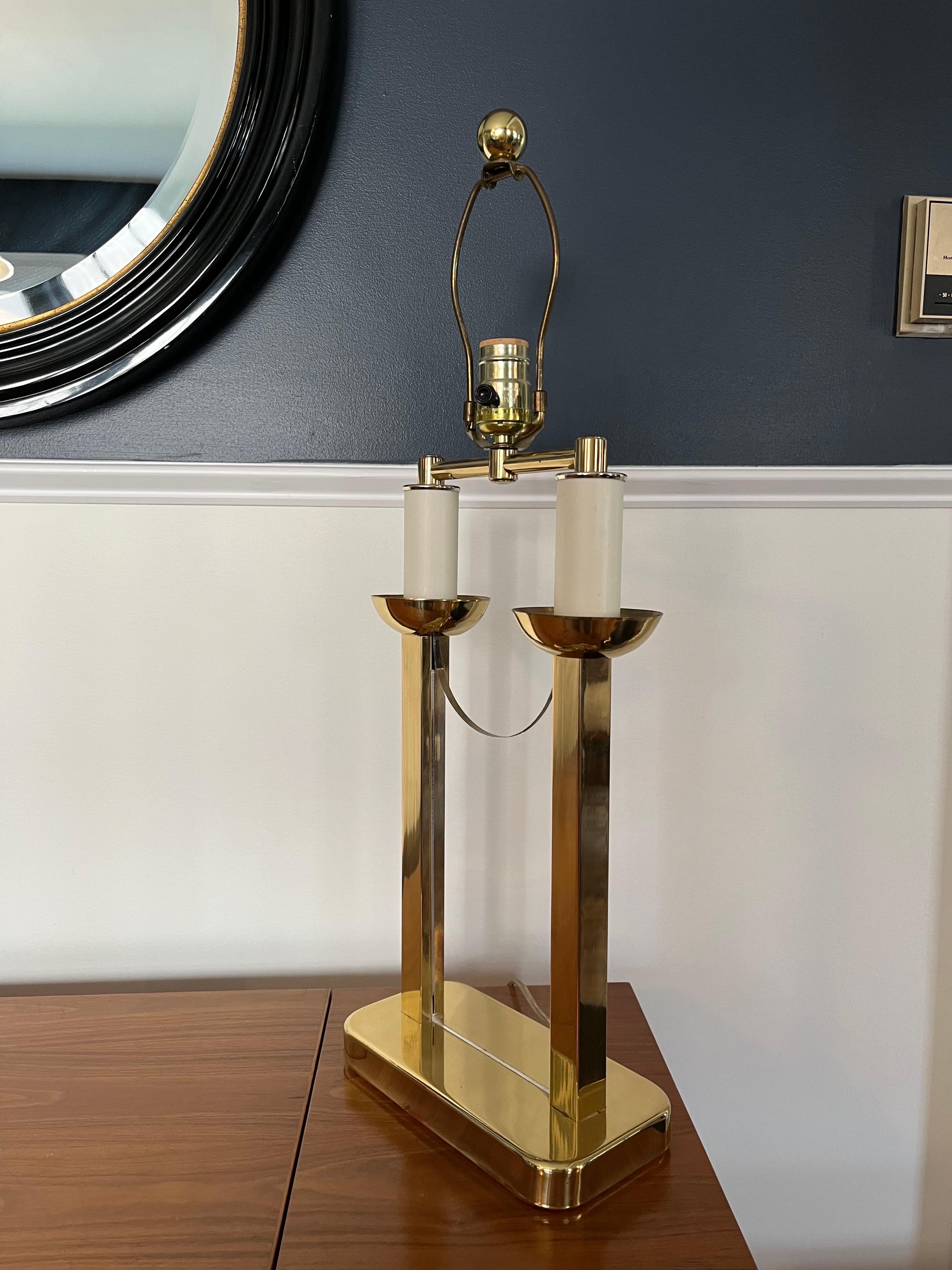 20th Century Vintage Modern Brass and Lucite Bouillotte  For Sale