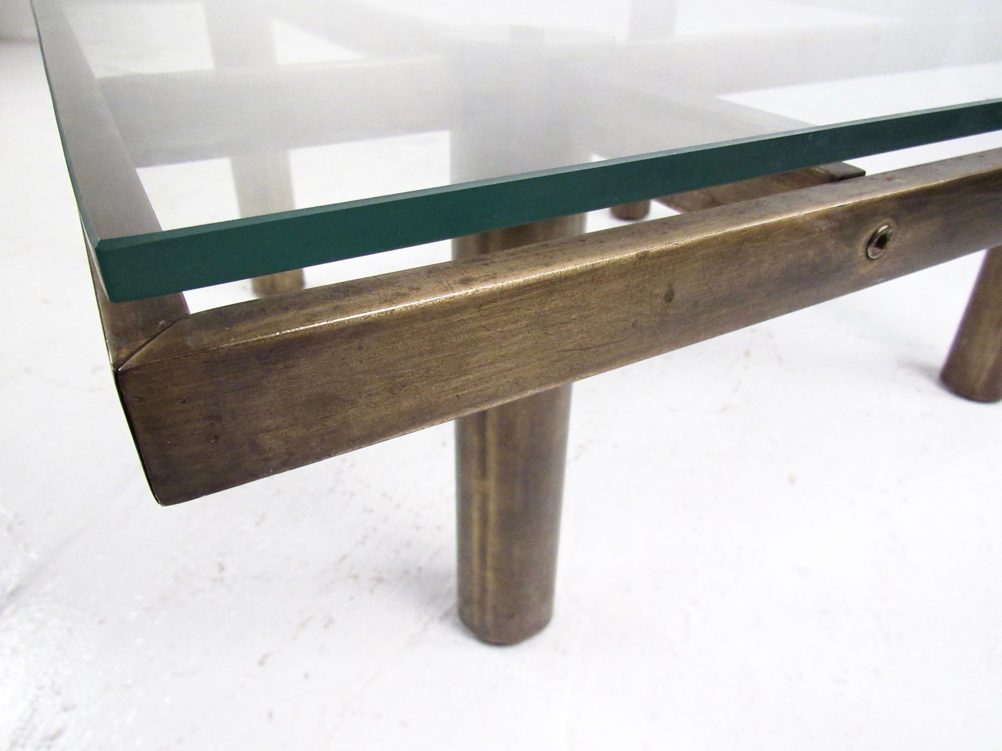 Vintage Modern Brass Coffee Table in the Style of Afra & Tobia Scarpa 9