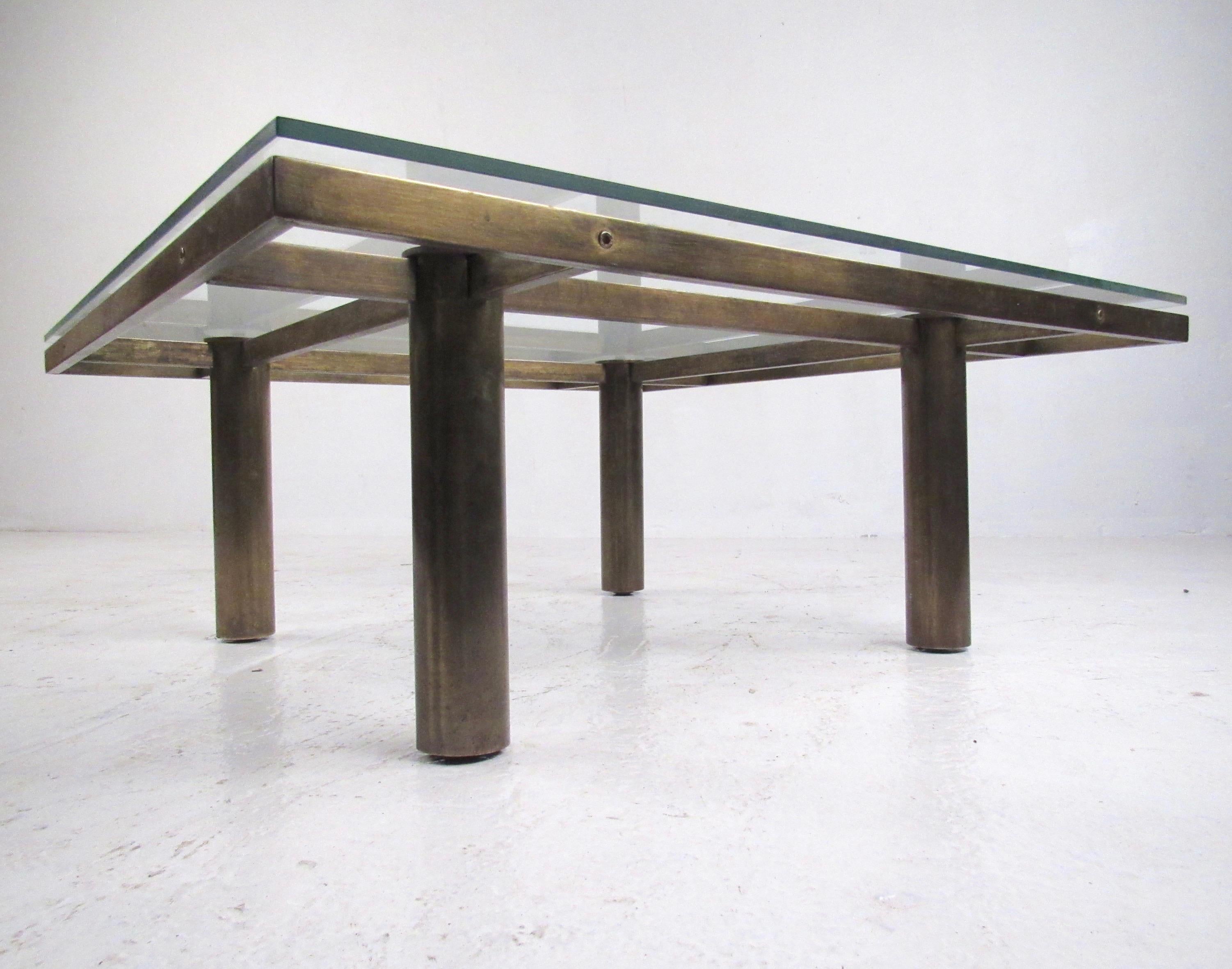 Mid-Century Modern Vintage Modern Brass Coffee Table in the Style of Afra & Tobia Scarpa