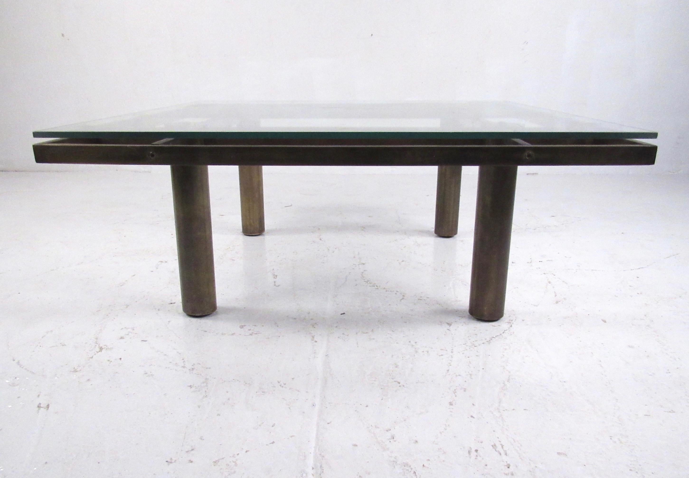 20th Century Vintage Modern Brass Coffee Table in the Style of Afra & Tobia Scarpa