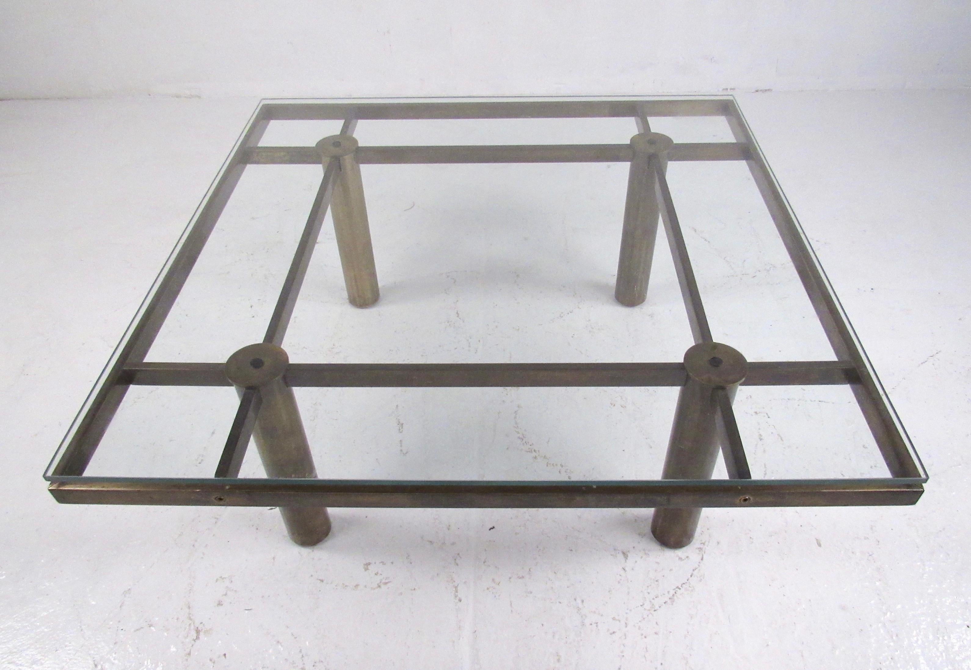Metal Vintage Modern Brass Coffee Table in the Style of Afra & Tobia Scarpa