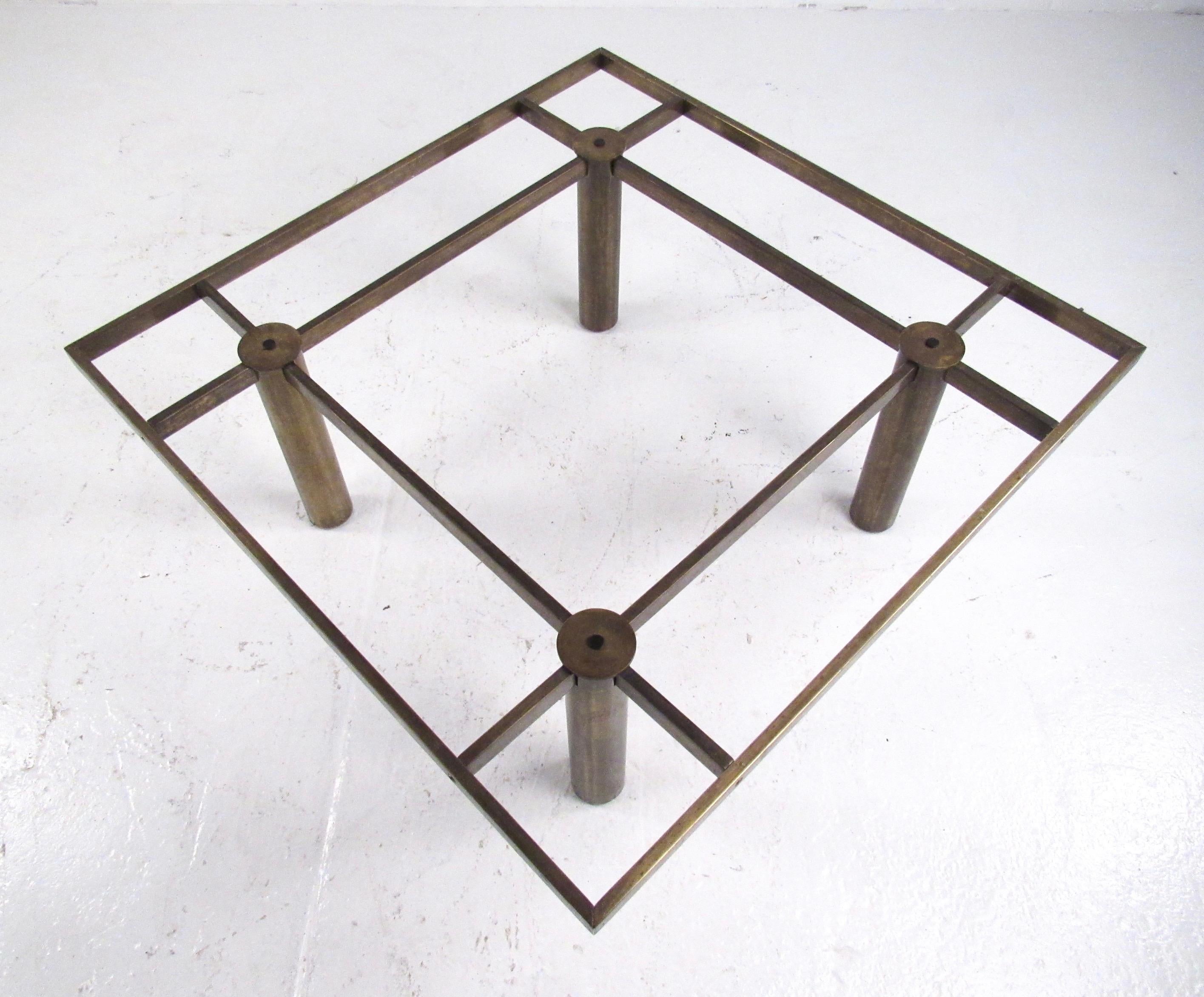 Vintage Modern Brass Coffee Table in the Style of Afra & Tobia Scarpa 1