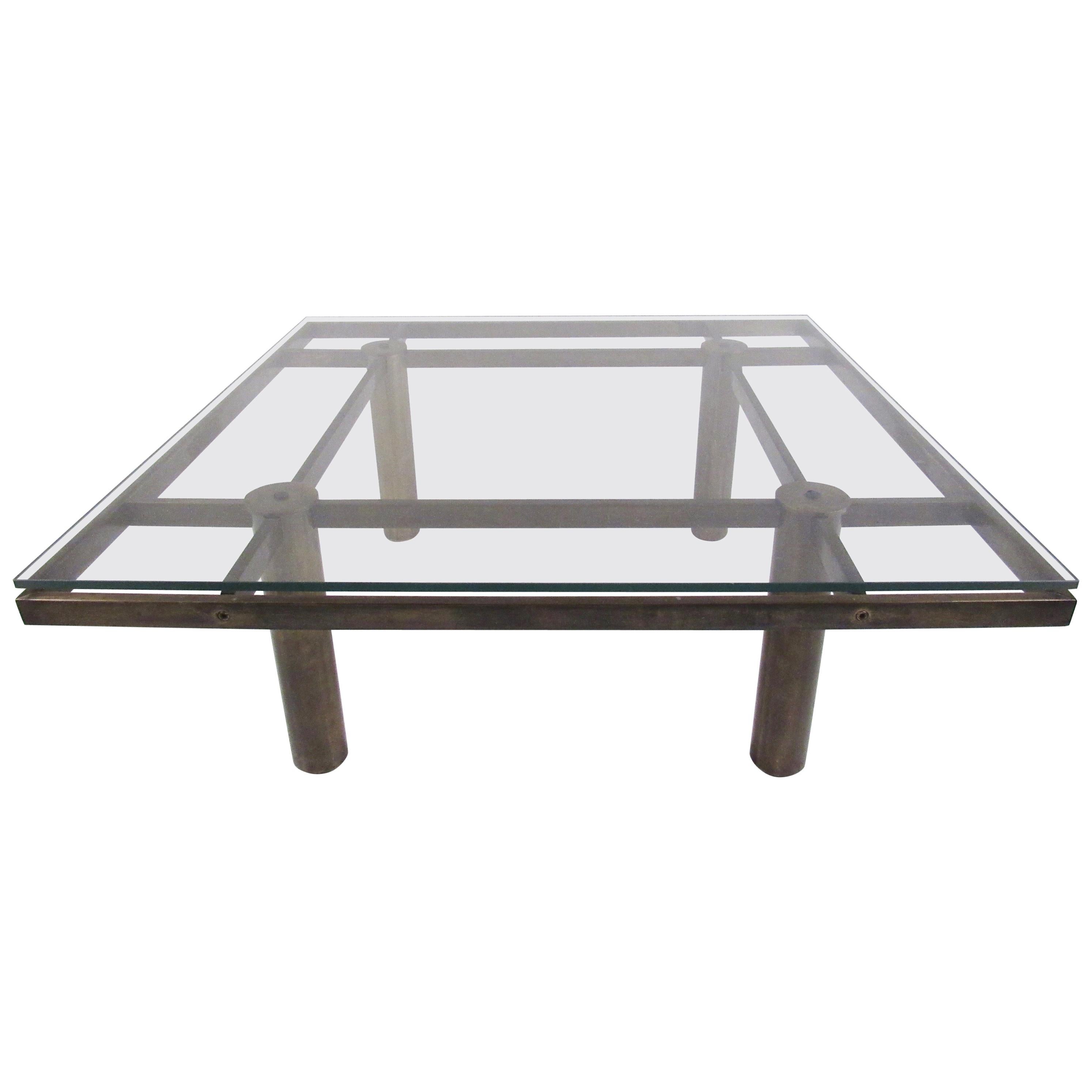 Vintage Modern Brass Coffee Table in the Style of Afra & Tobia Scarpa