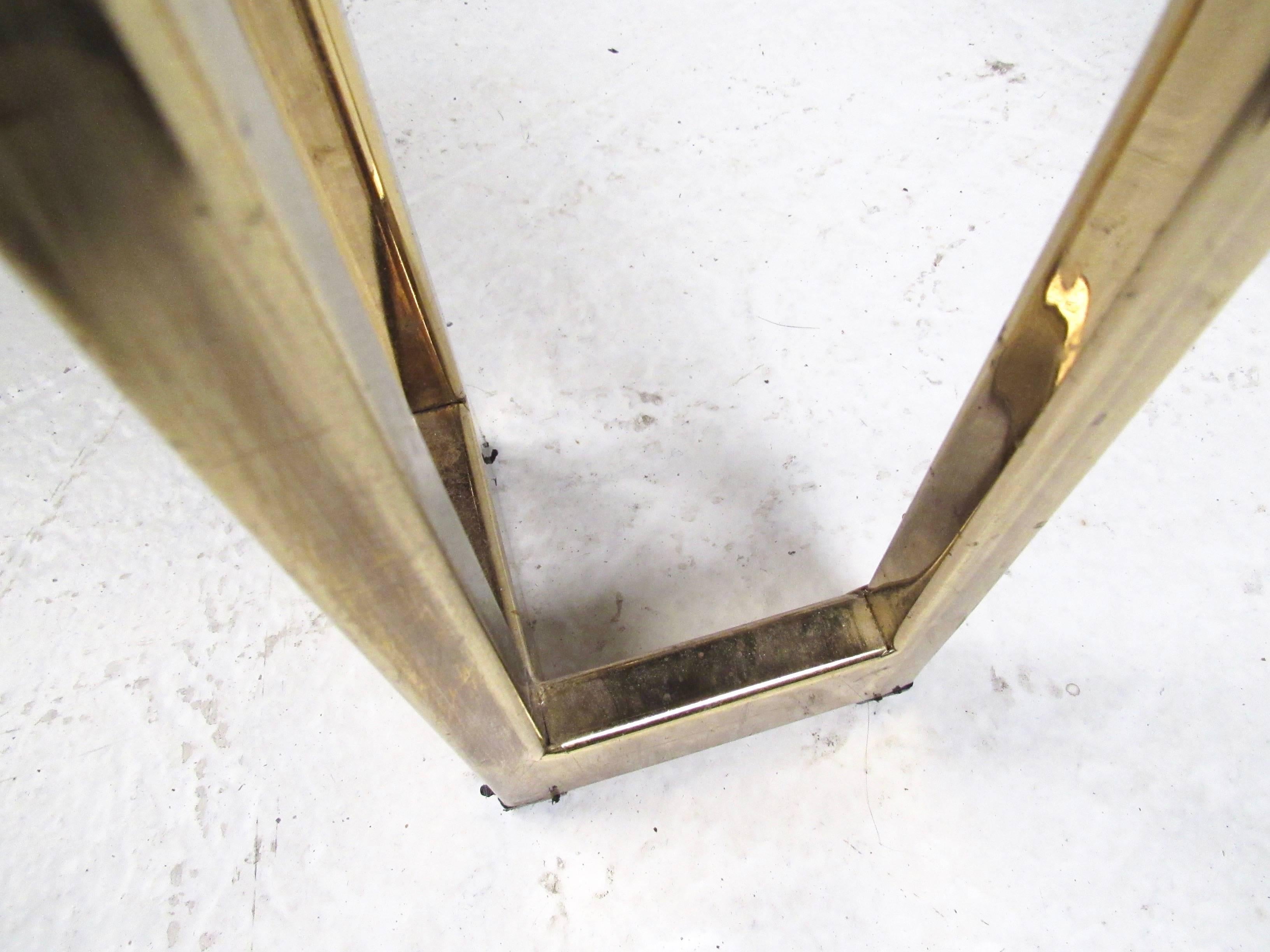 Vintage Modern Brass Finish Console Table For Sale 6