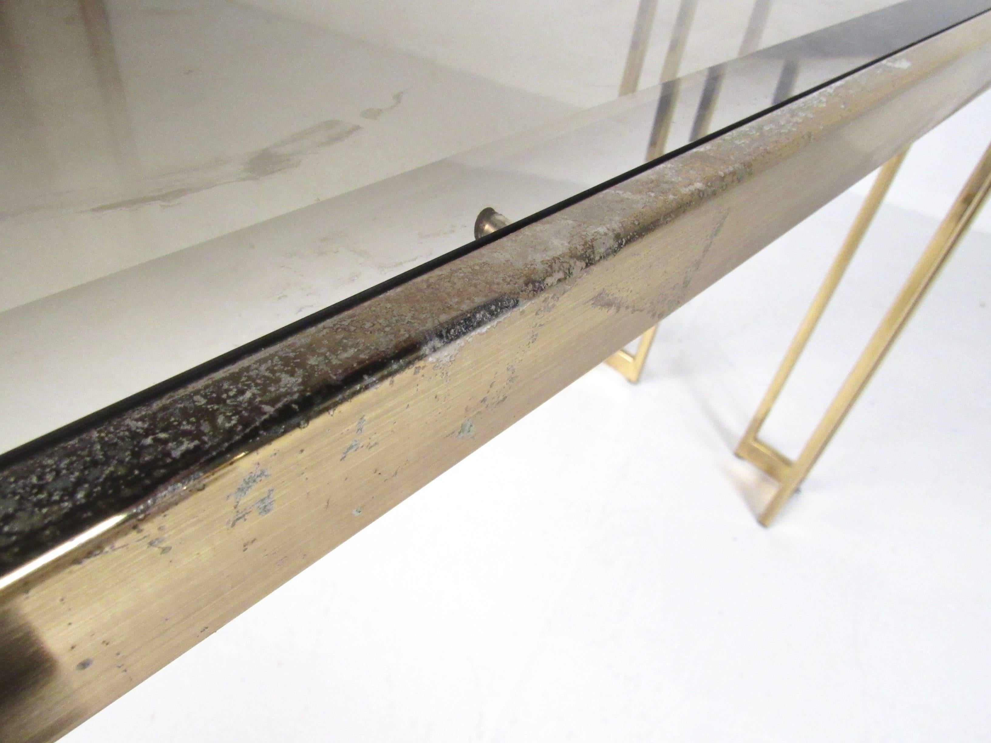 Vintage Modern Brass Finish Console Table 8