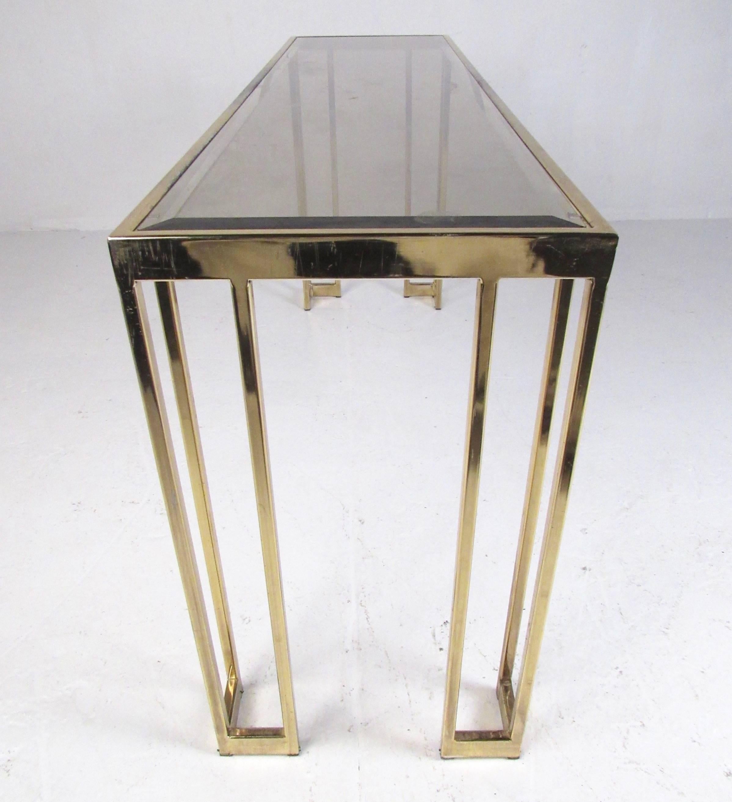Mid-Century Modern Vintage Modern Brass Finish Console Table For Sale