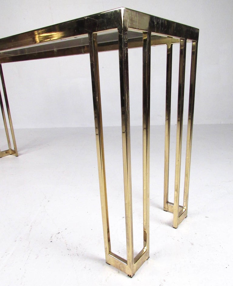 Vintage Modern Brass Finish Console Table For Sale at 1stdibs