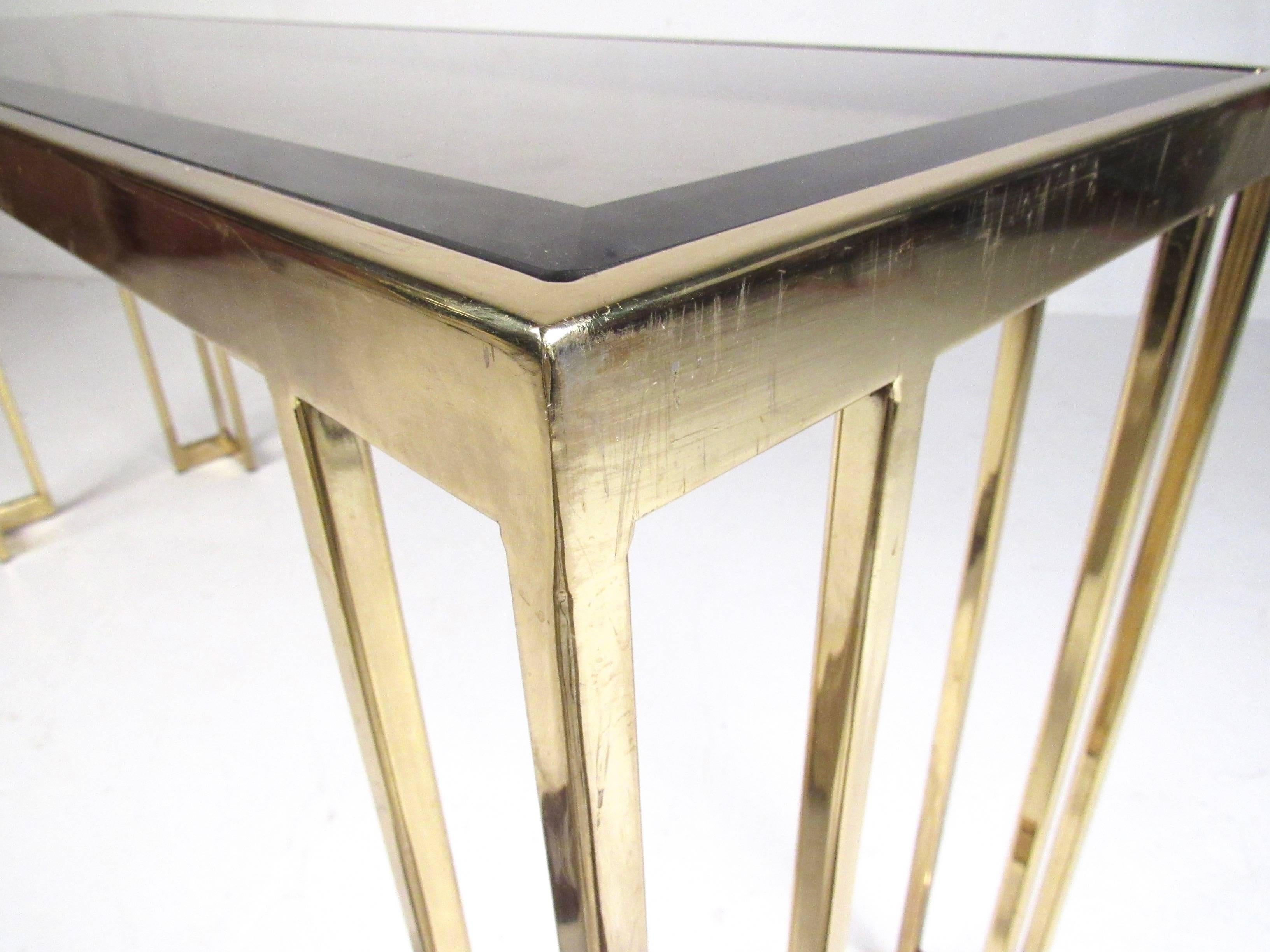 Vintage Modern Brass Finish Console Table For Sale 2