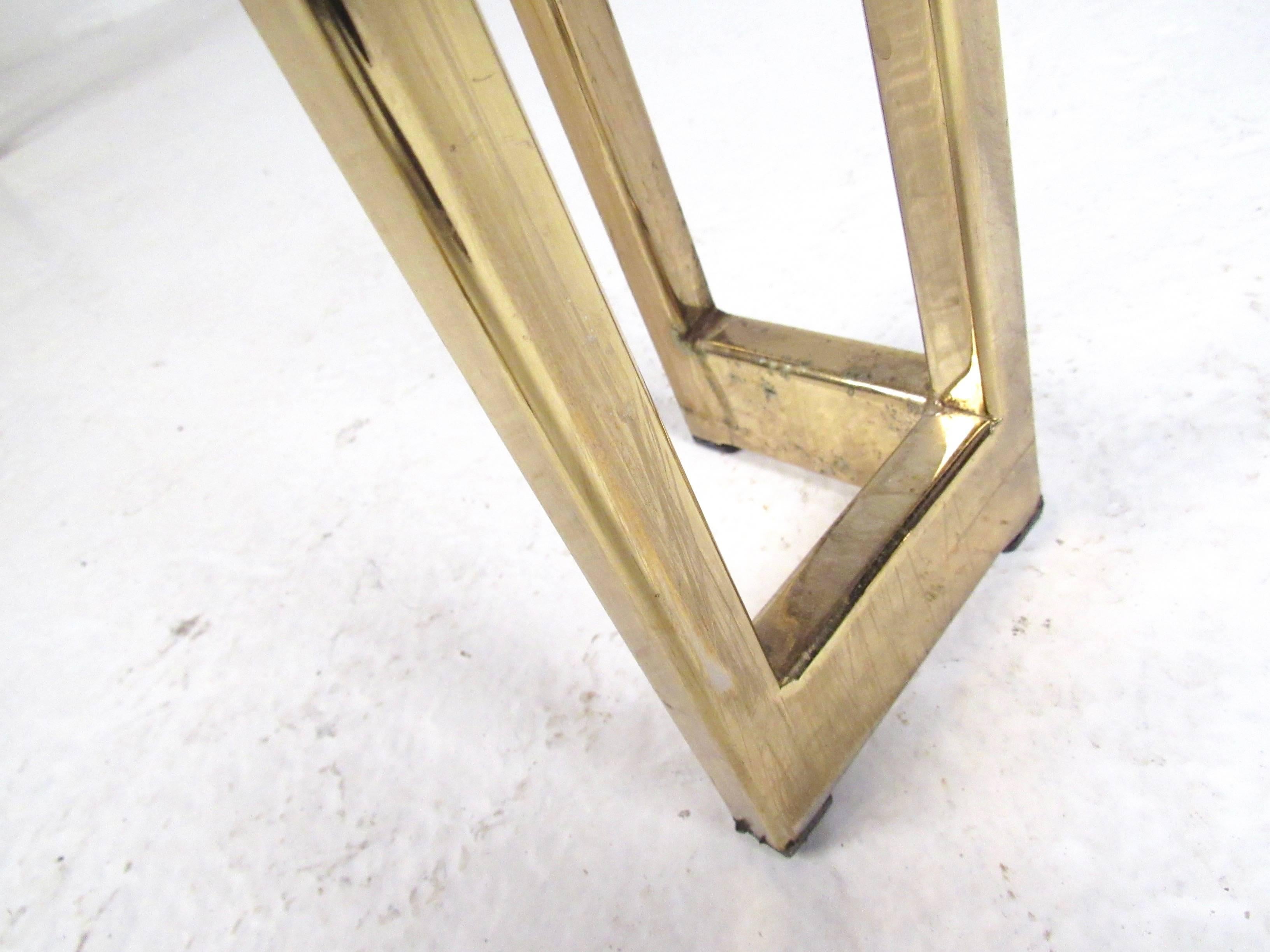 Vintage Modern Brass Finish Console Table For Sale 3
