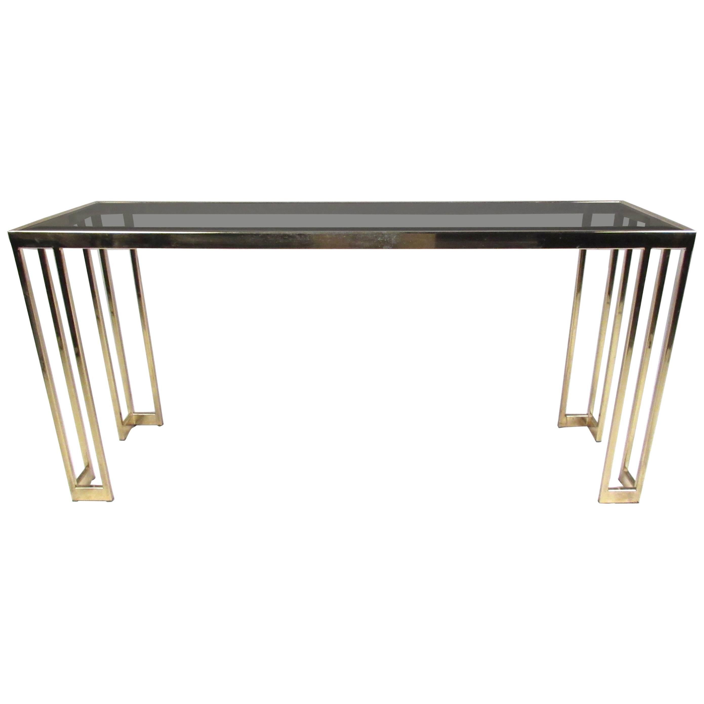 Vintage Modern Brass Finish Console Table