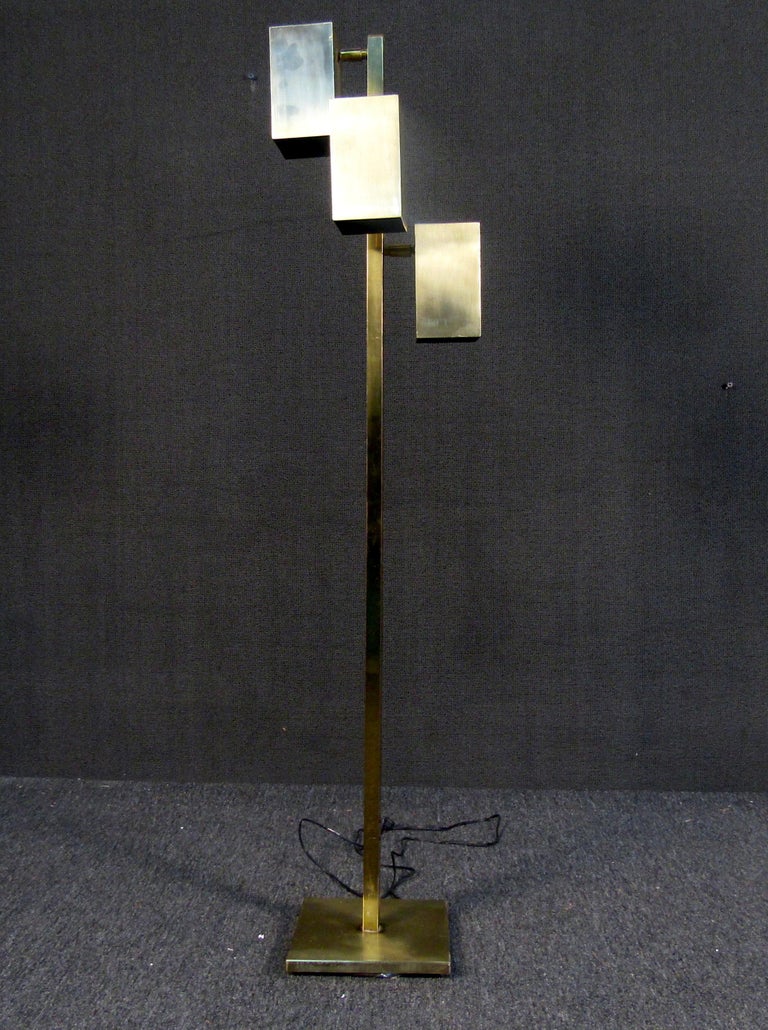 Vintage Modern Brass Floor Lamp For Sale at 1stDibs
