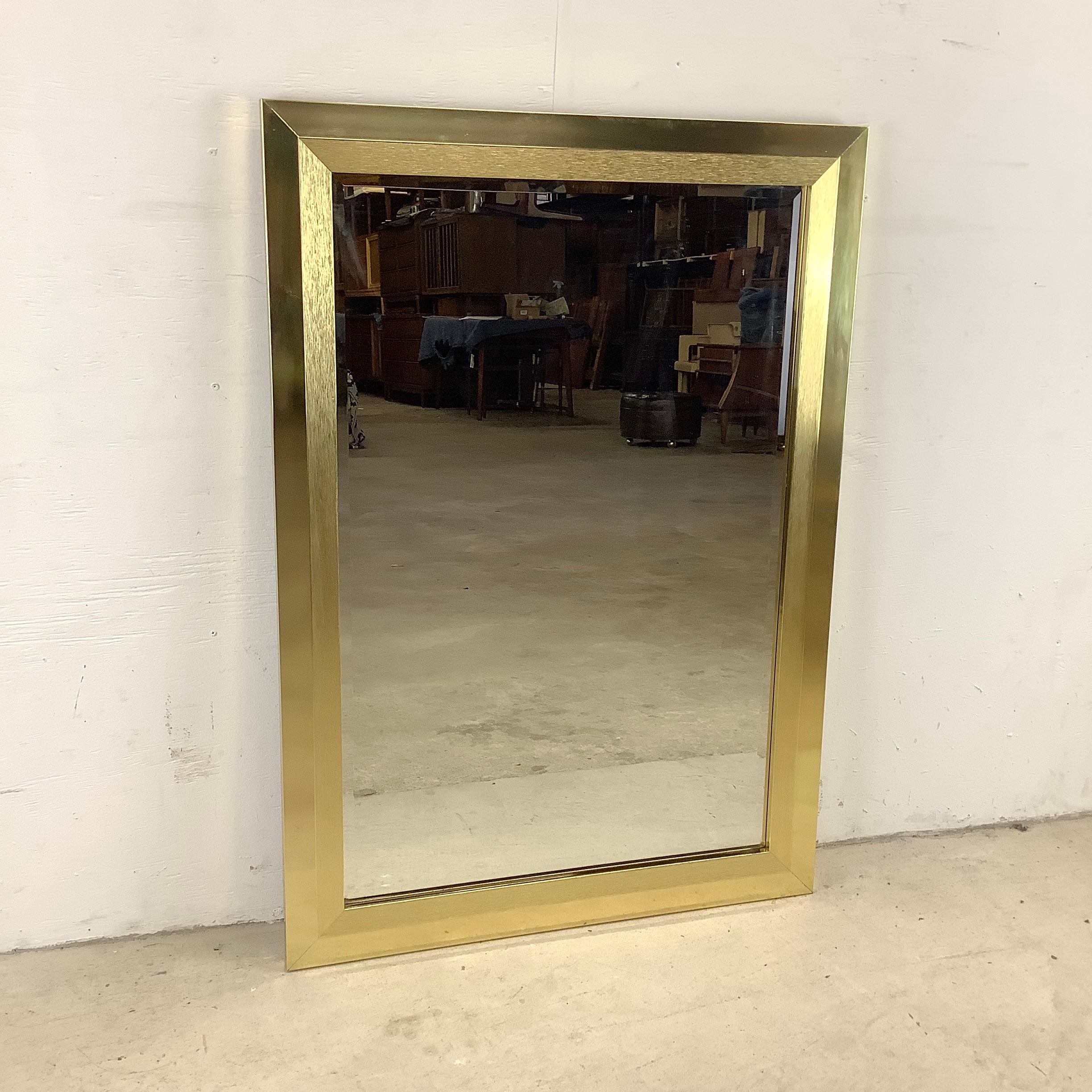 Hollywood Regency Vintage Modern Brass Frame Mirror For Sale