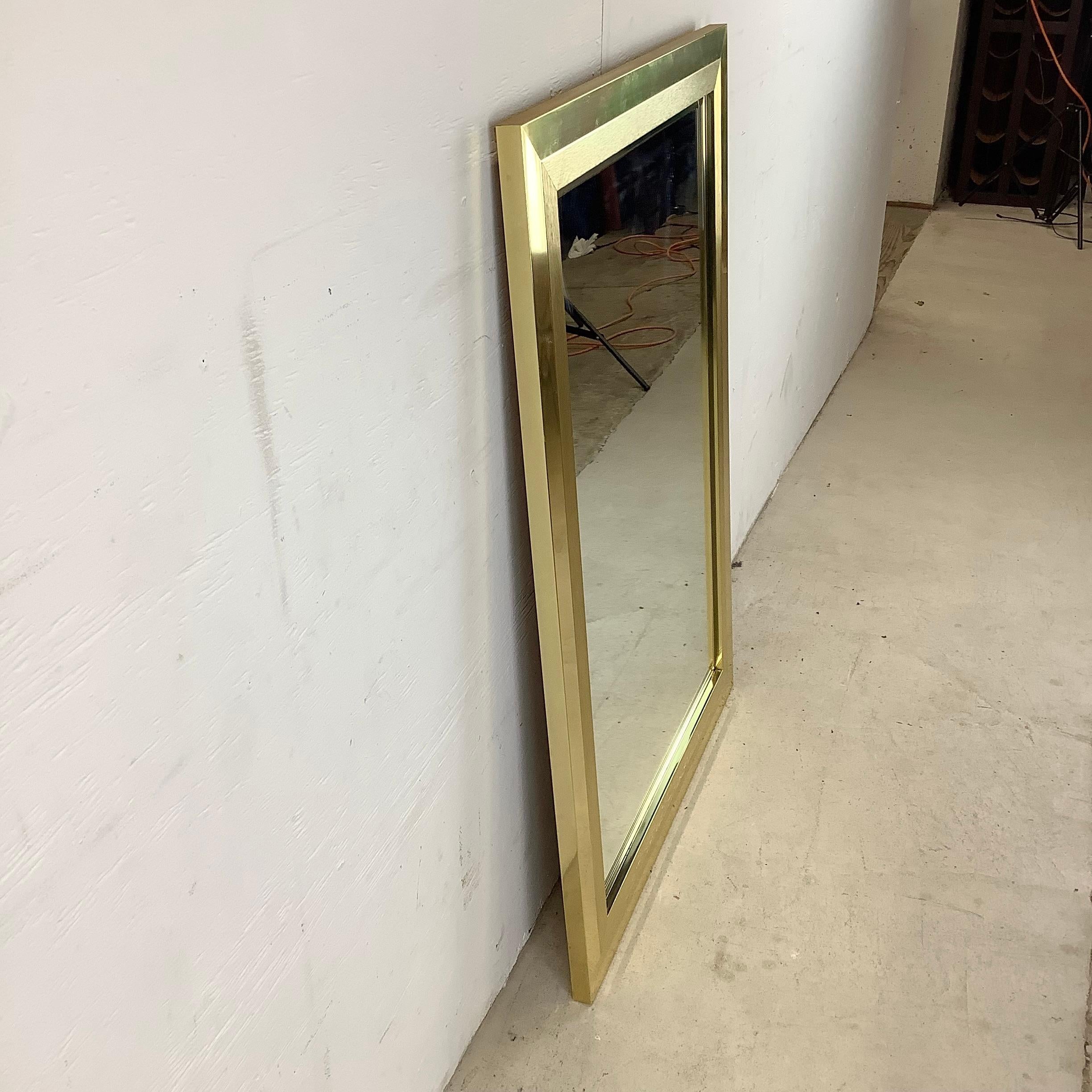 Other Vintage Modern Brass Frame Mirror For Sale