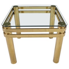 Vintage Modern Brass & Glass Side End Table w/ Glass Top Style Pace or Springer