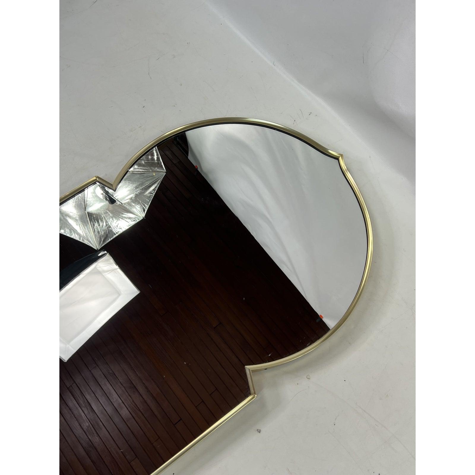 Vintage Modern Brass Moroccan Style Arched Mirror For Sale 3