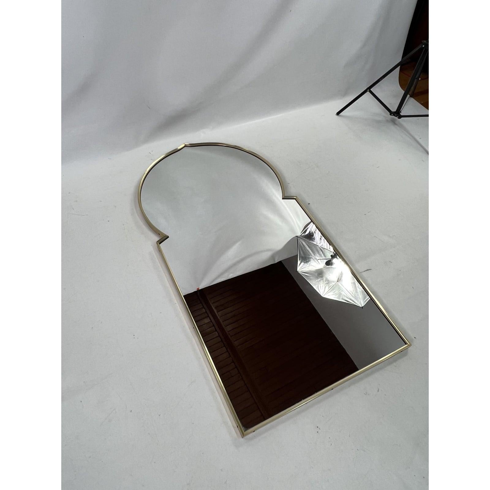 Unknown Vintage Modern Brass Moroccan Style Arched Mirror For Sale