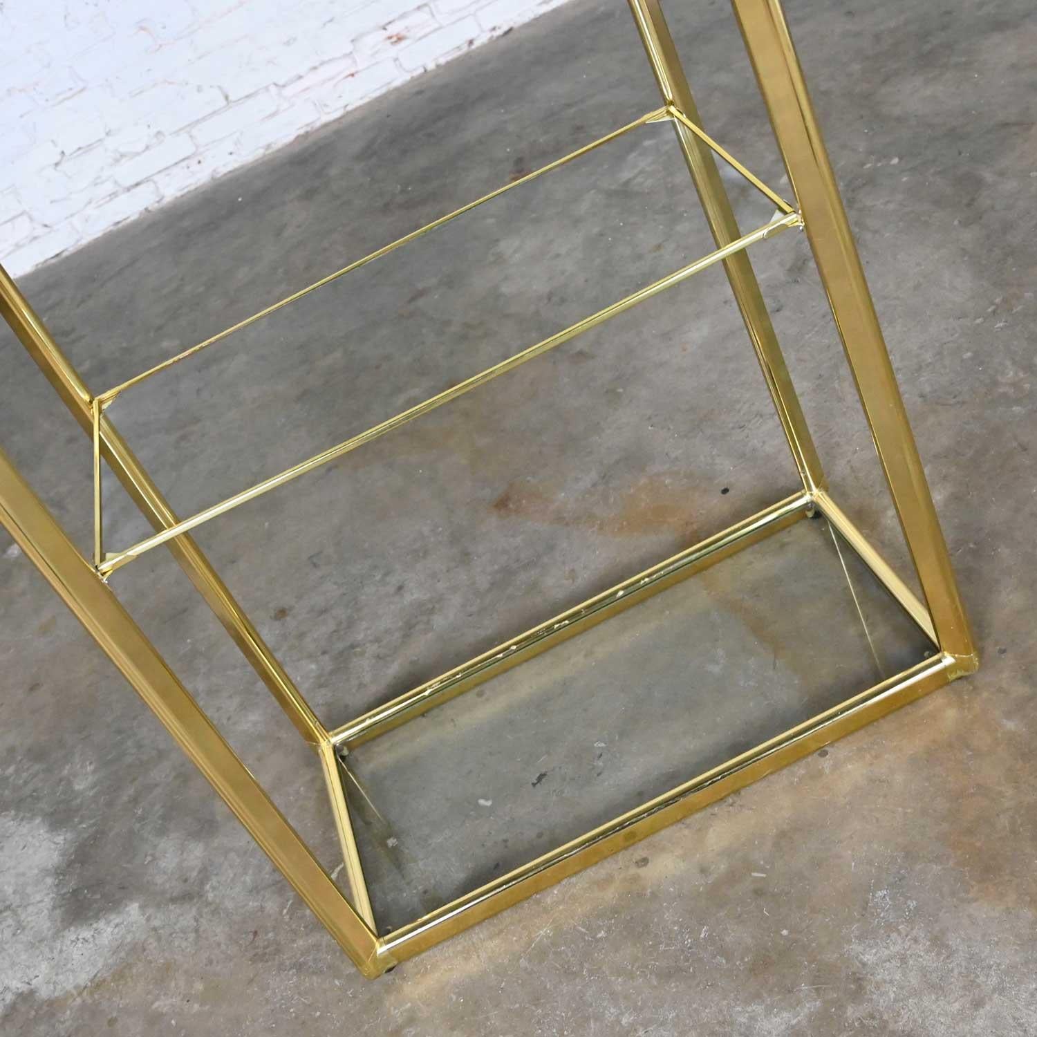 Vintage Modern Brass Plate & Glass Etagere Style DIA Design Institute of America For Sale 2