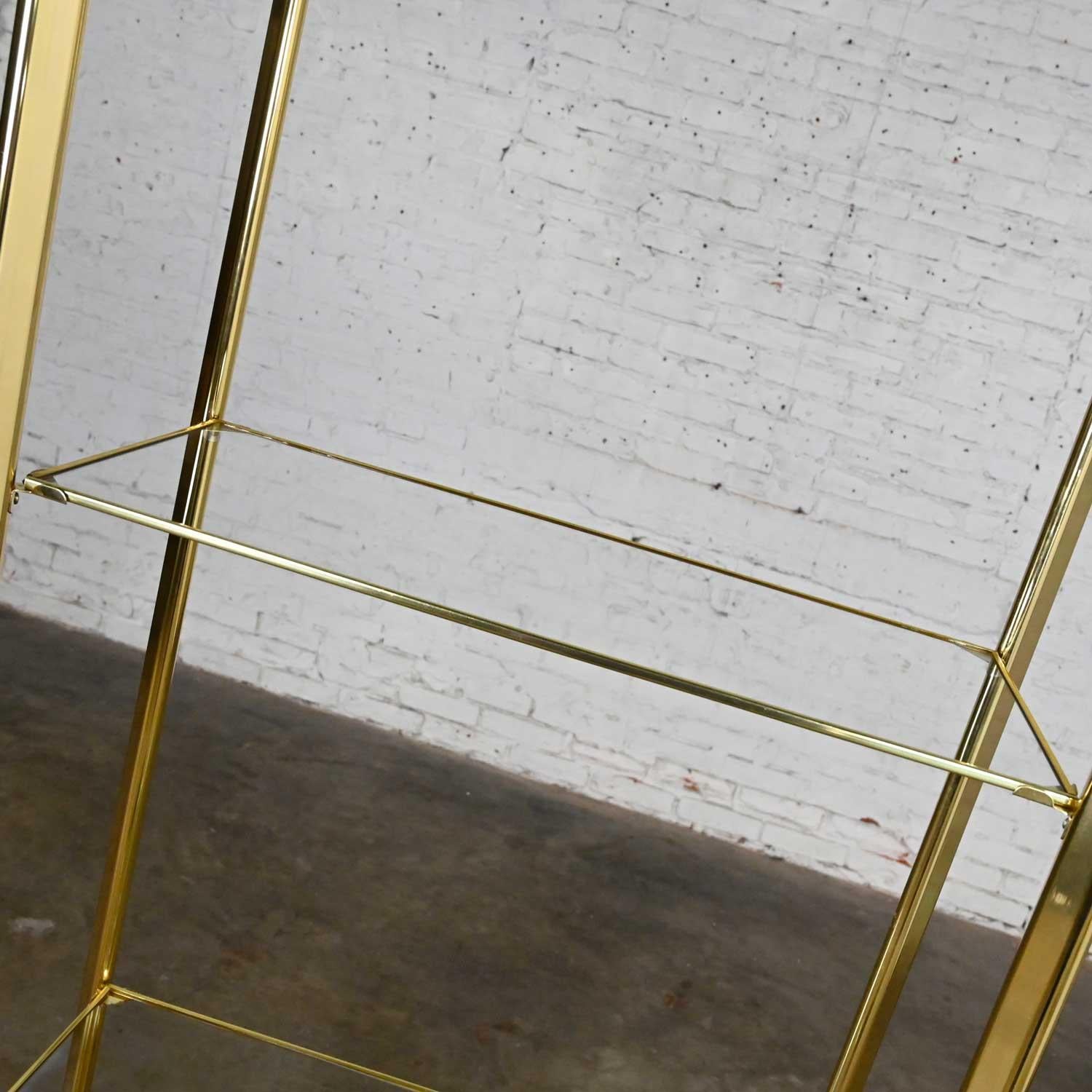 Vintage Modern Brass Plate & Glass Etagere Style DIA Design Institute of America For Sale 4