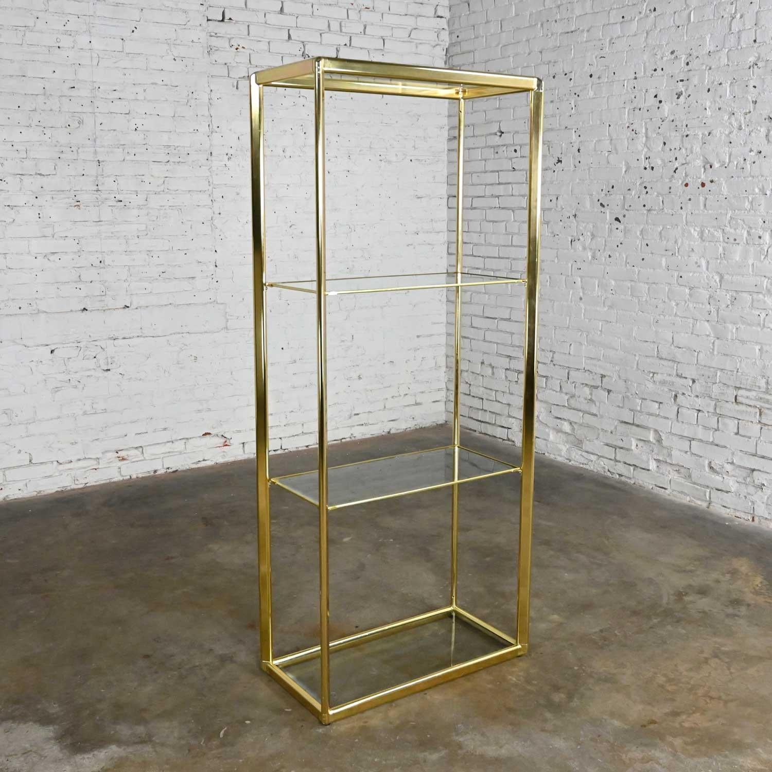 Vintage Modern Brass Plate & Glass Etagere Style DIA Design Institute of America For Sale 10