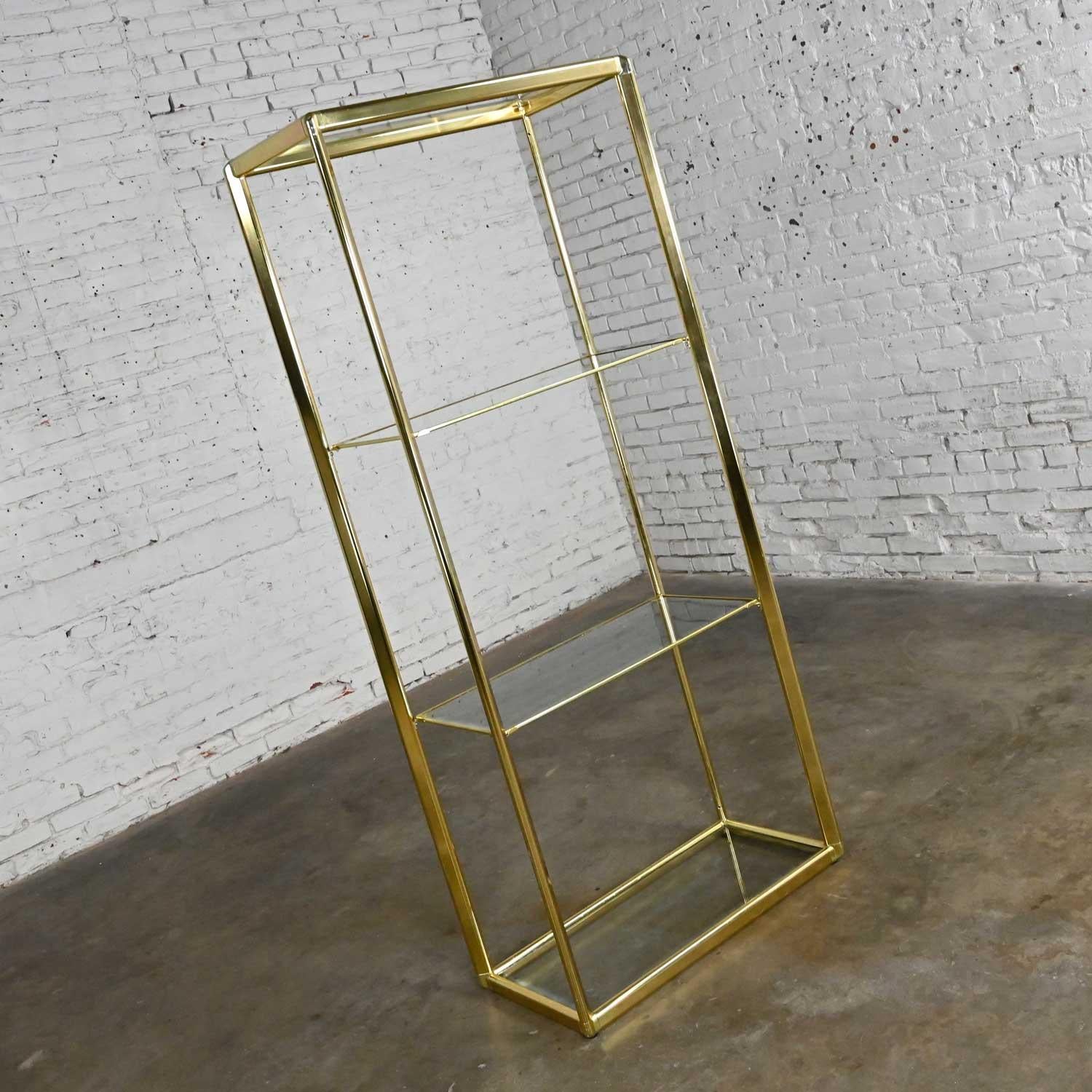 Mid-Century Modern Vintage Modern Brass Plate & Glass Etagere Style DIA Design Institute of America For Sale