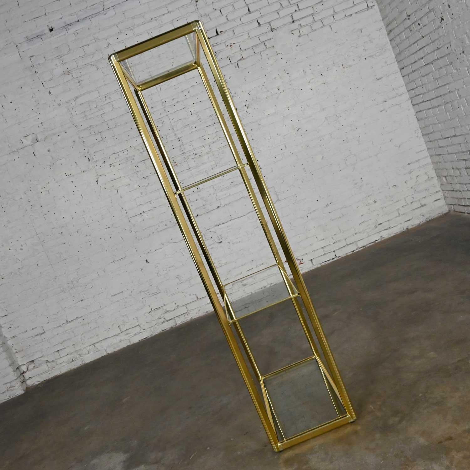 Plated Vintage Modern Brass Plate & Glass Etagere Style DIA Design Institute of America For Sale