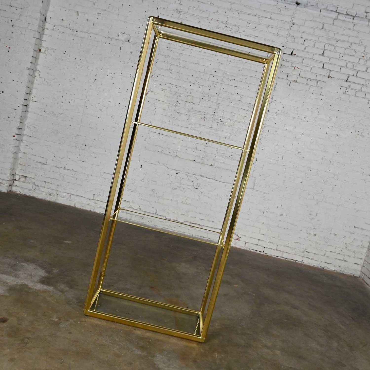 20th Century Vintage Modern Brass Plate & Glass Etagere Style DIA Design Institute of America For Sale
