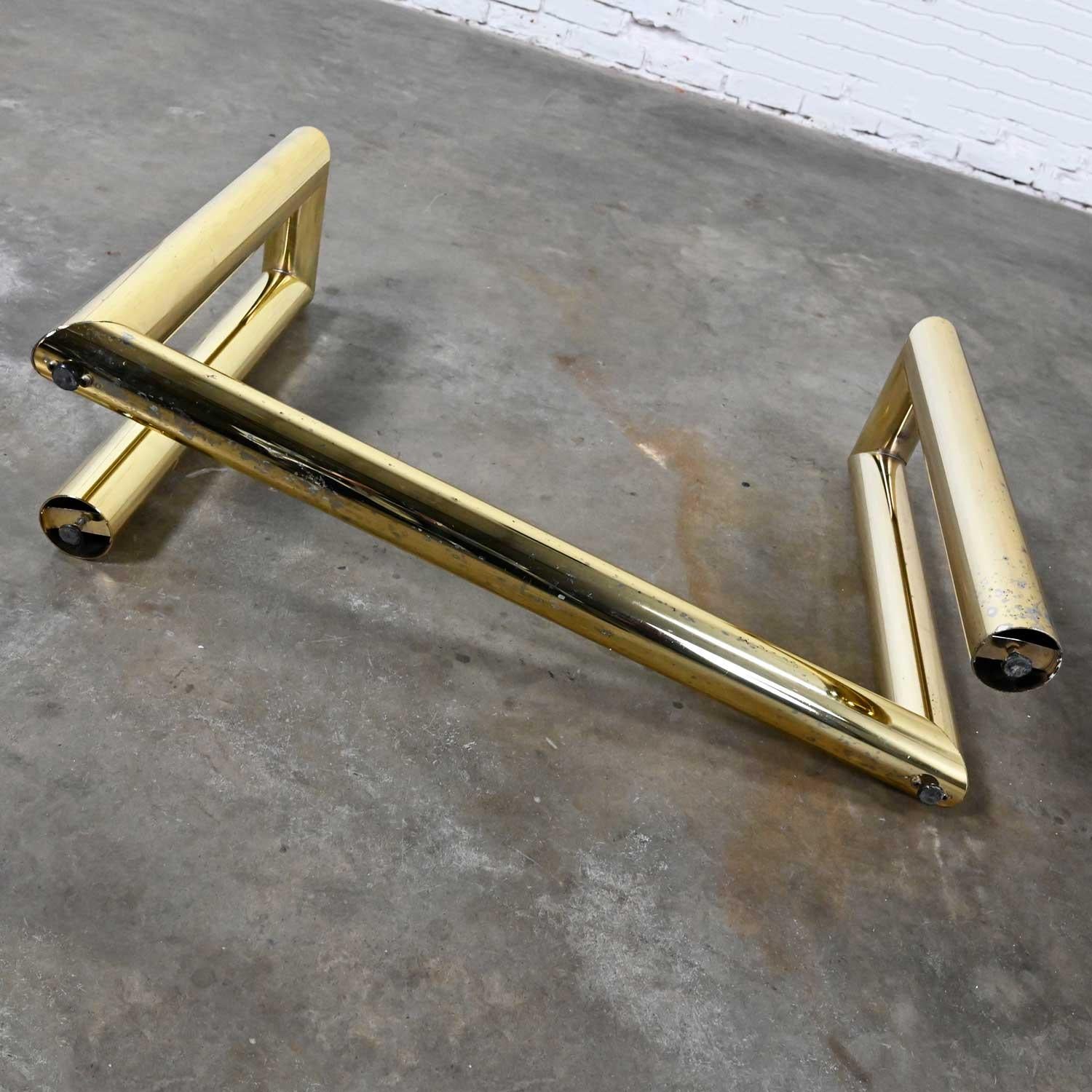 Vintage Modern Brass Plated Console Sofa Table Glass Top Style of Karl Springer 9