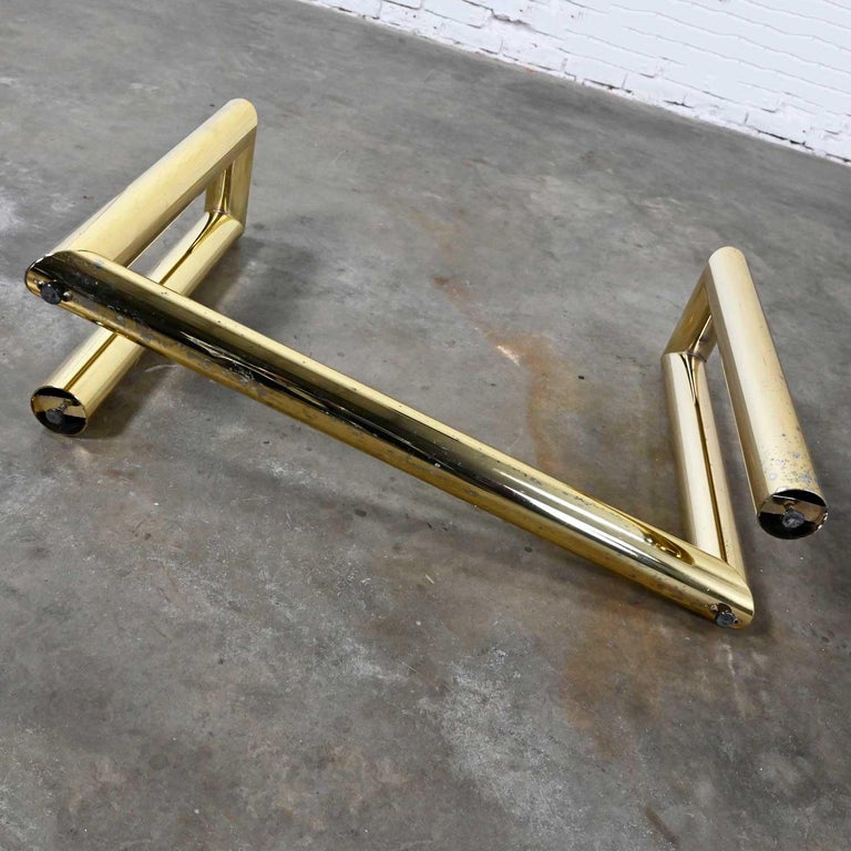 Vintage Modern Brass Plated Console Sofa Table Glass Top Style of Karl Springer For Sale 9