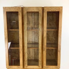 Vintage Modern Burl Style Curio Display Cabinet