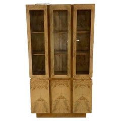 Antique Modern Burl Style Curio Display Cabinet