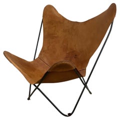 Vintage Modern Butterfly Chair With Iron Frame And Leather Seat