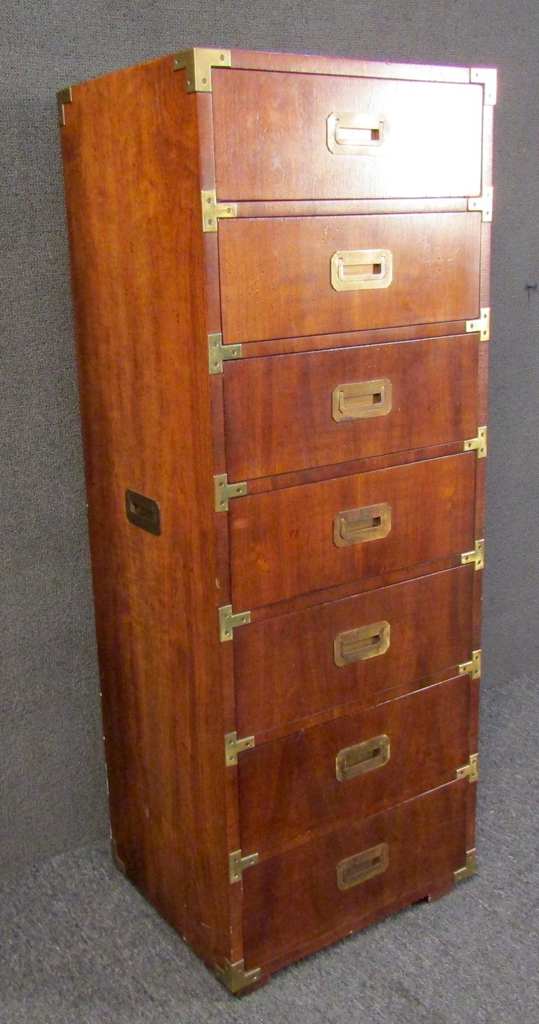 Vintage Modern Campaign-Style Lingerie Chest by Henredon In Good Condition For Sale In Brooklyn, NY