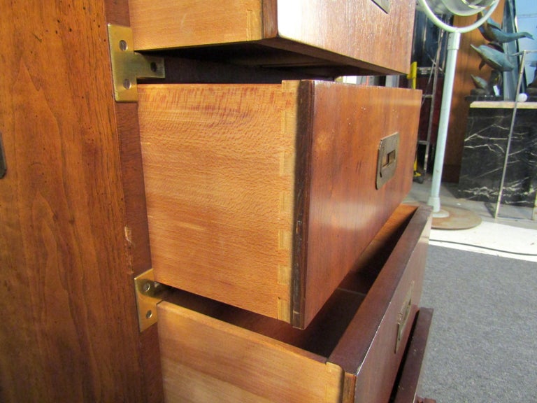 Wood Vintage Modern Campaign-Style Lingerie Chest by Henredon For Sale
