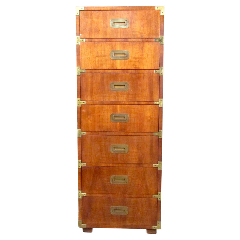 Vintage Modern Campaign-Style Lingerie Chest by Henredon For Sale