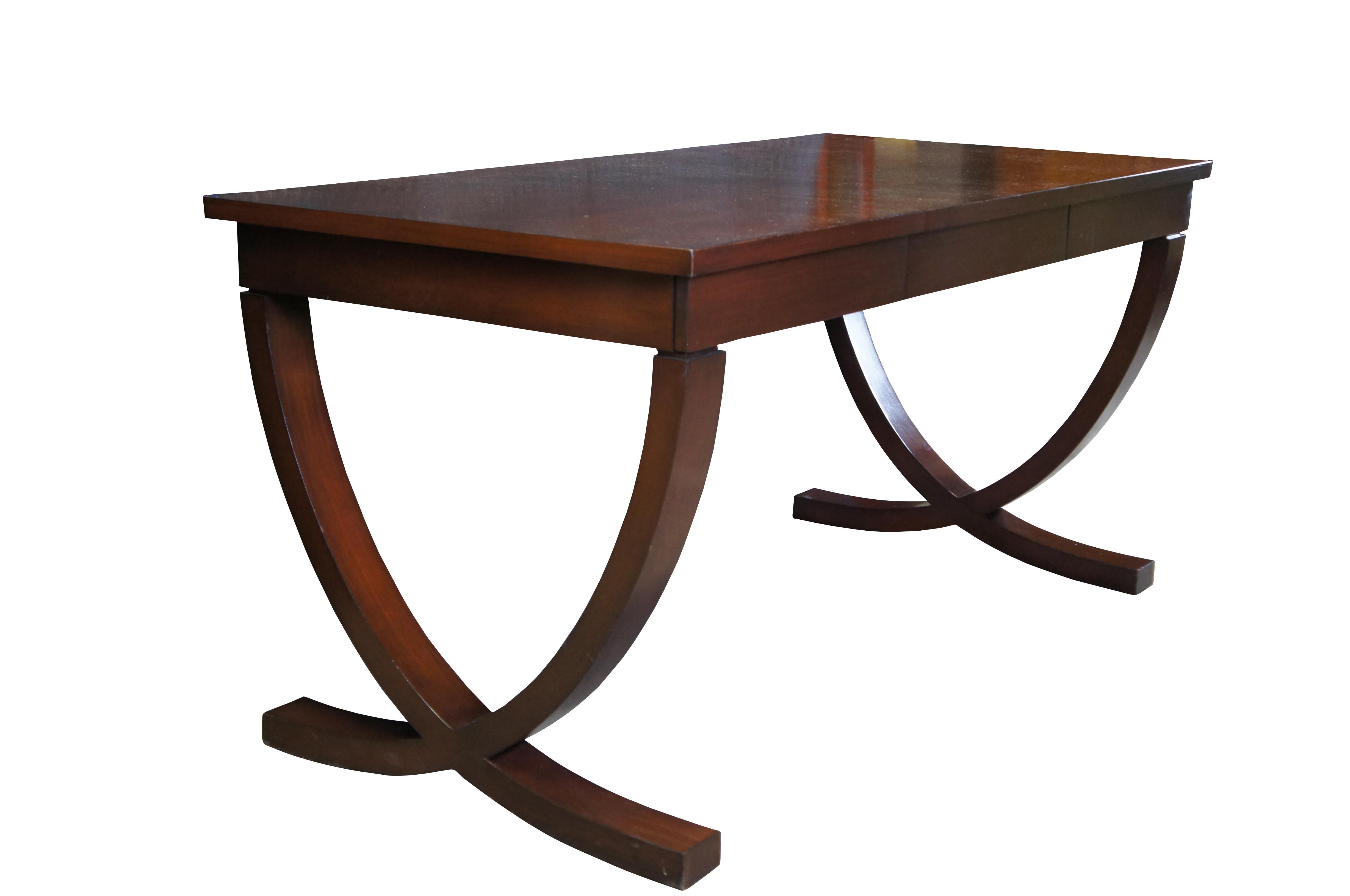 Vintage Campaign Style Mahogany Library Executive Writing Desk 60