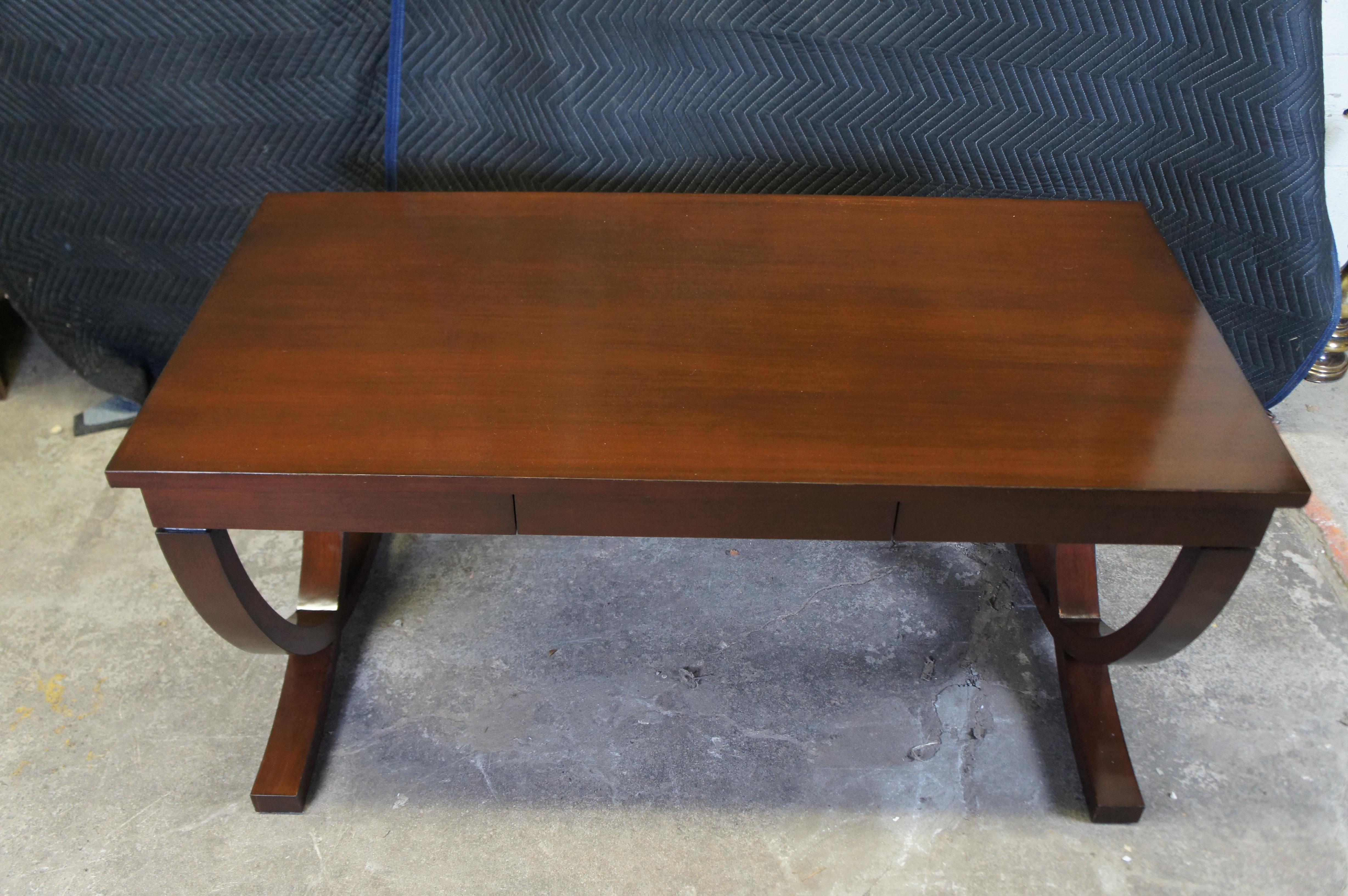 20th Century Vintage Campaign Style Mahogany Library Executive Writing Desk 60