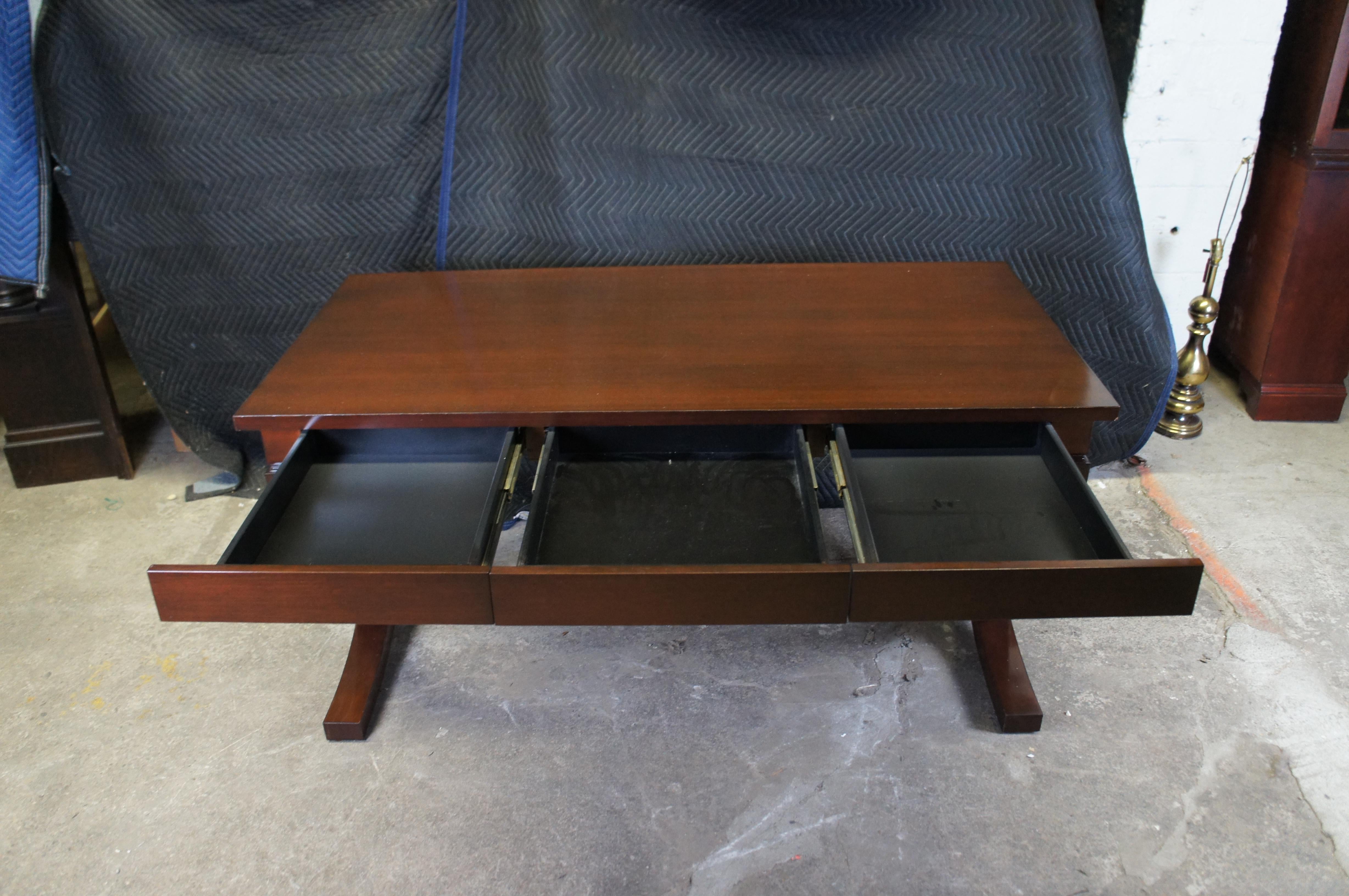 Vintage Campaign Style Mahogany Library Executive Writing Desk 60