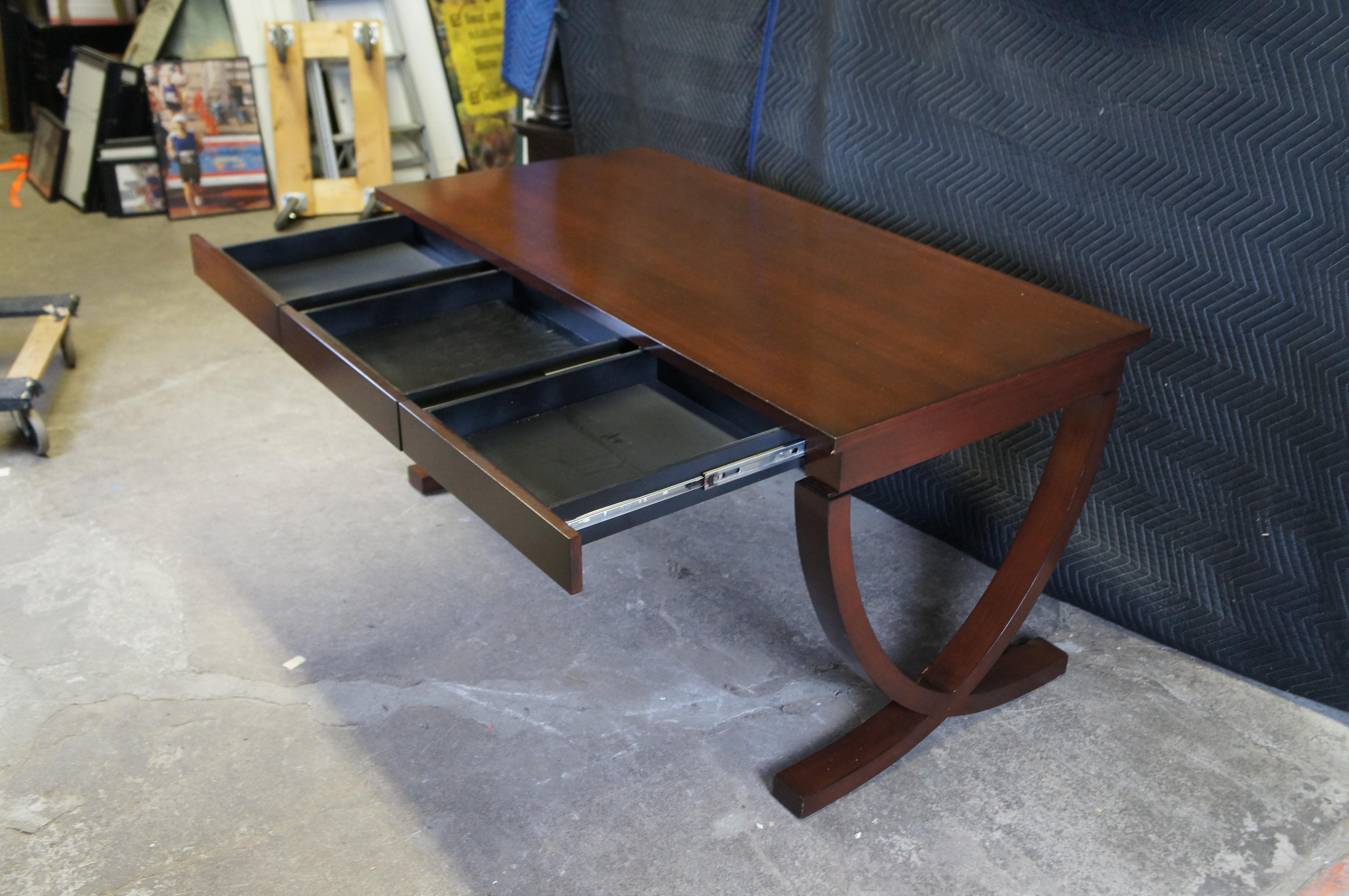 Vintage Campaign Style Mahogany Library Executive Writing Desk 60