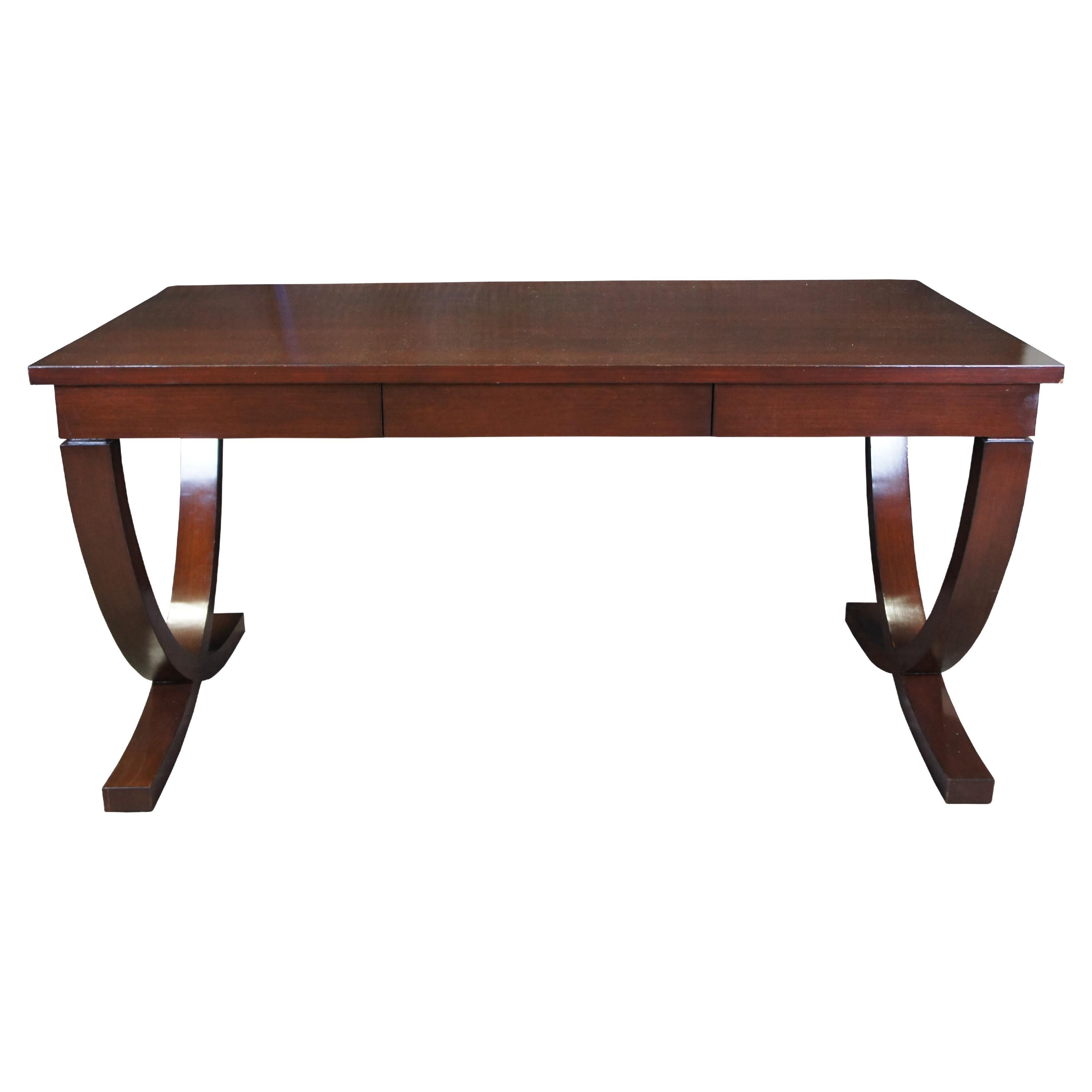Vintage Campaign Style Mahogany Library Executive Writing Desk 60"