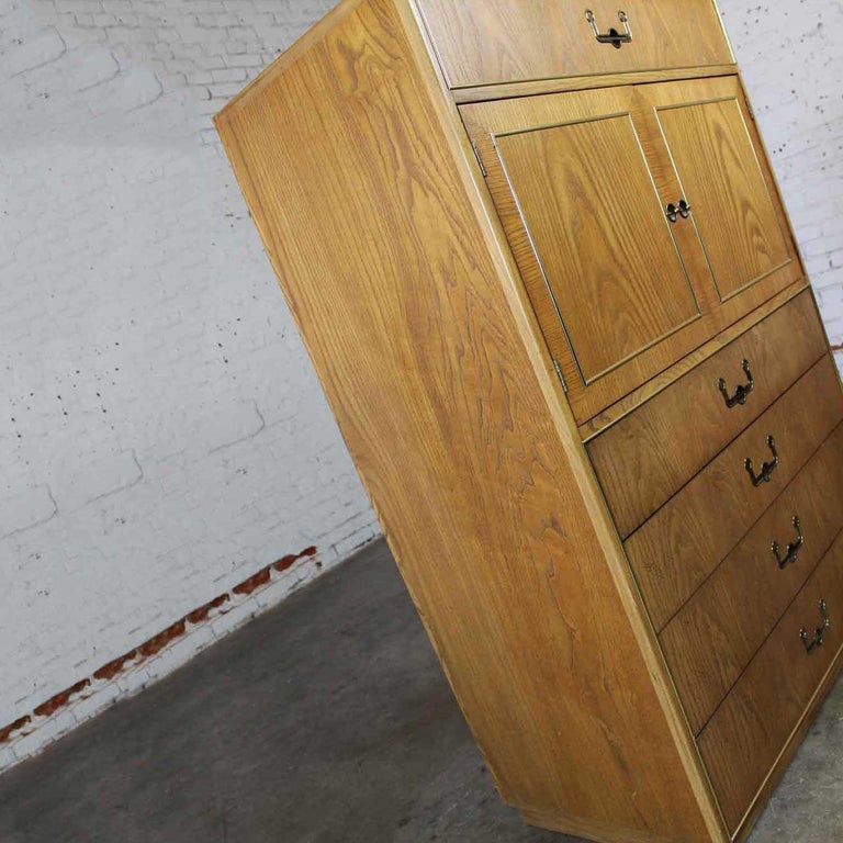 Vintage Modern Campaign Style Oak Gentlemen’s Chest by Founders