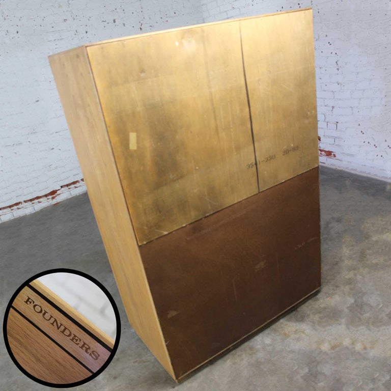 Vintage Modern Campaign Style Oak Gentlemen’s Chest by Founders