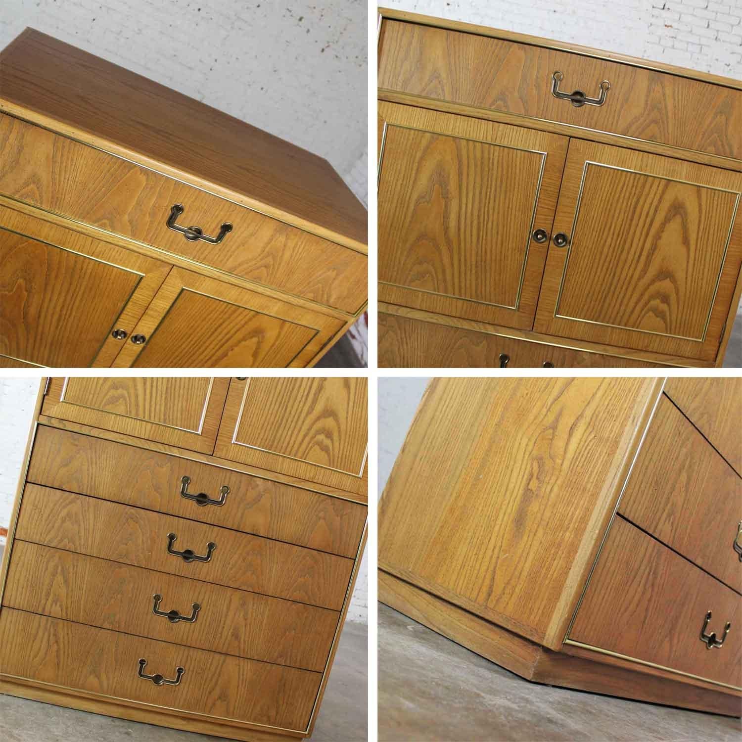 Plated Vintage Modern Campaign Style Oak Gentlemen’s Chest by Founders Furniture