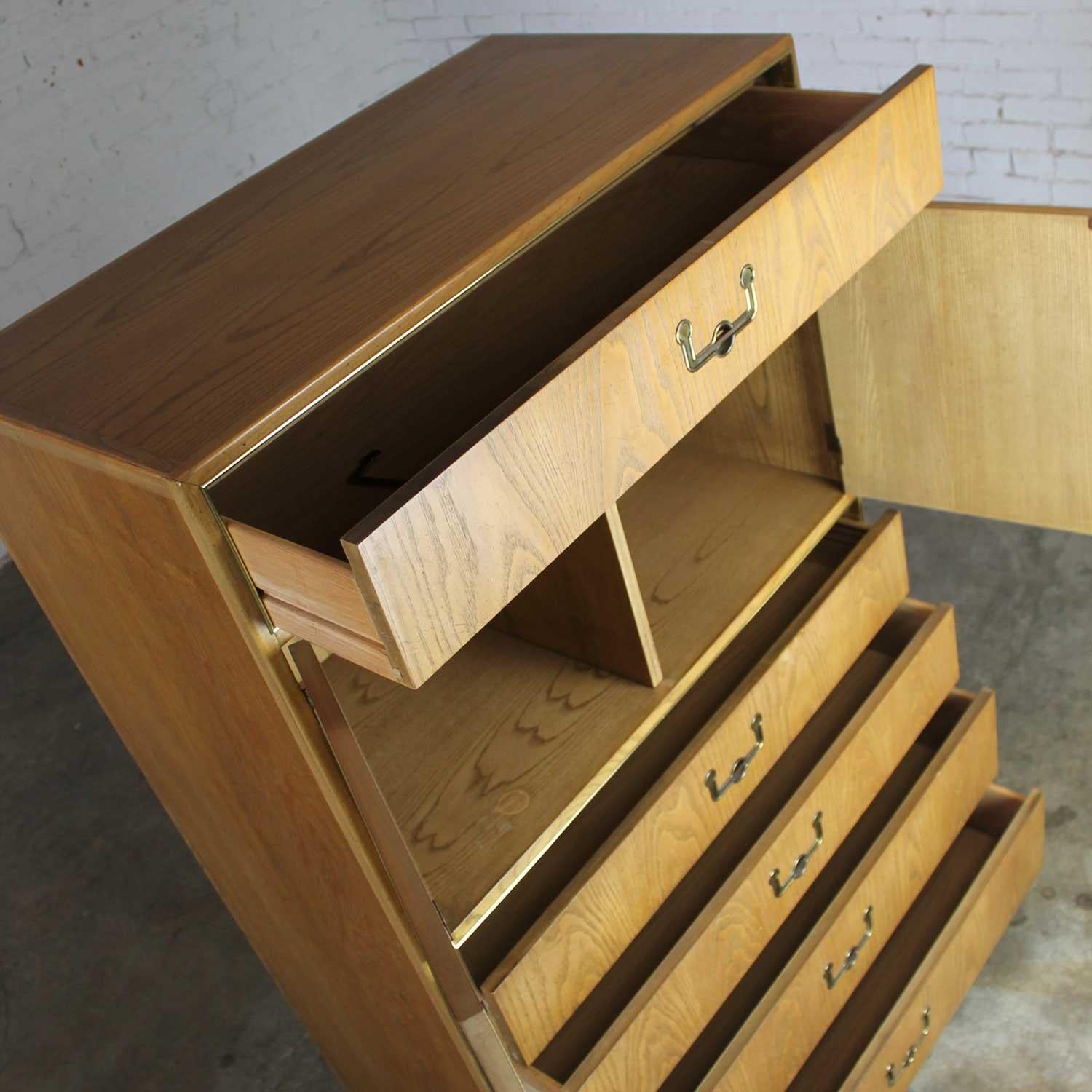 Vintage Modern Campaign Style Oak Gentlemen’s Chest by Founders Furniture 1